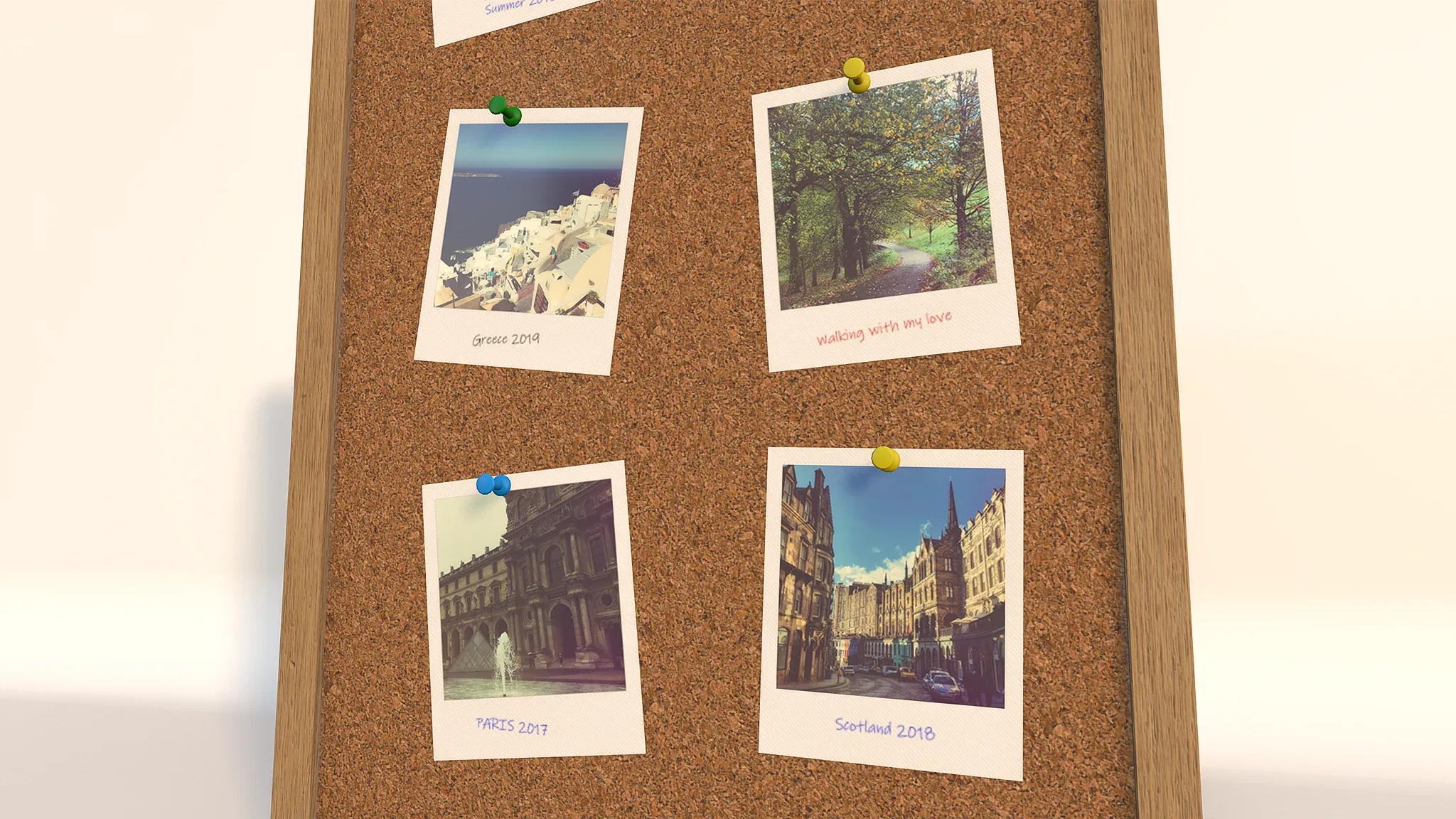 Pinboard With Polaroid – PBR Game Ready