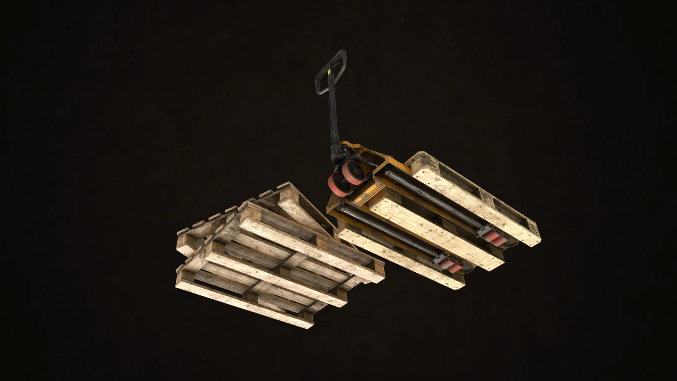 Pallet Jack with Pallets - Low Poly