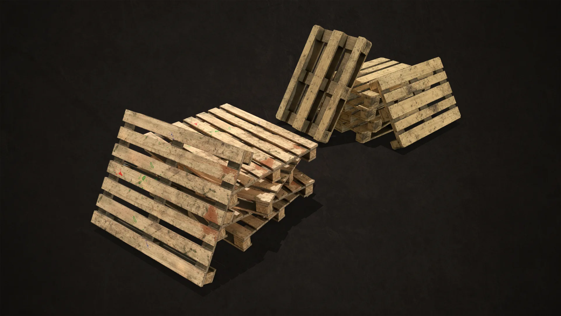 Pallet Jack with Pallets - Low Poly