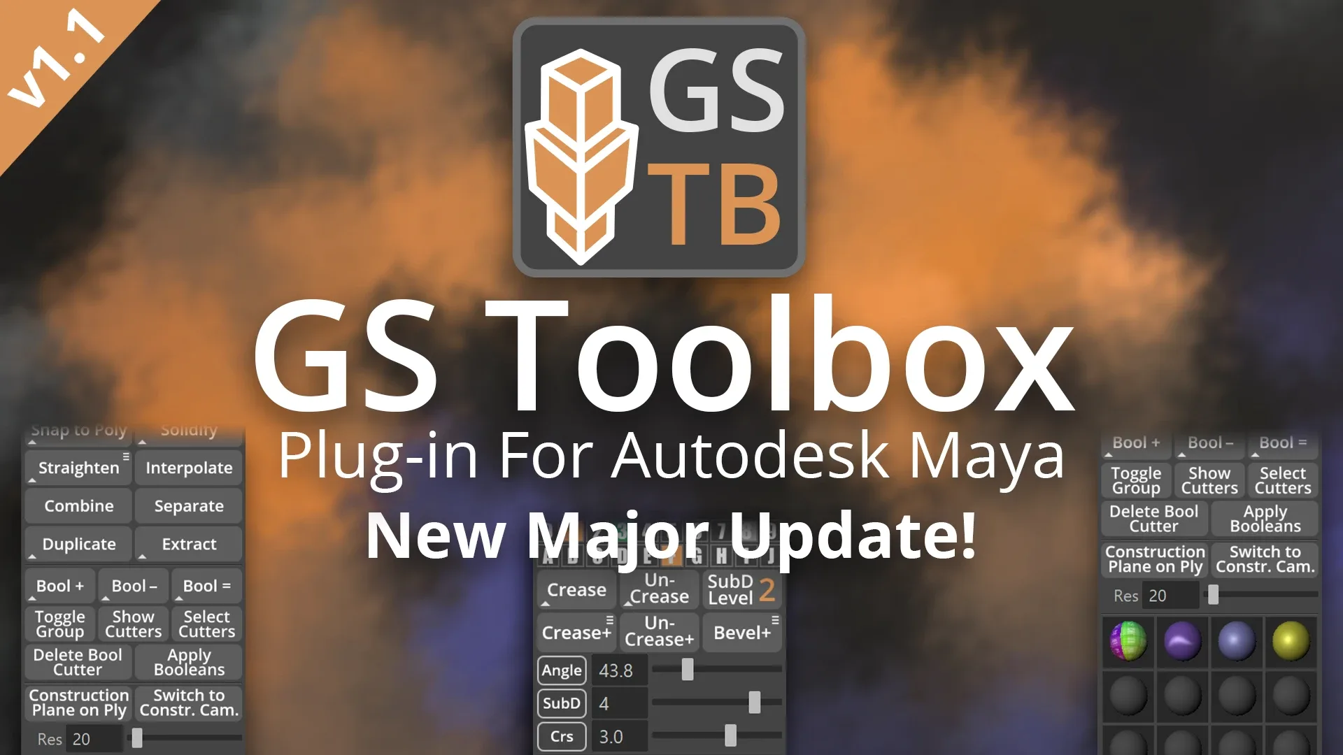 [Studio] GS TOOLBOX v1.1 - Maya Modeling Plug-in. Interactive Creasing/Beveling, Fast Instancing and more.