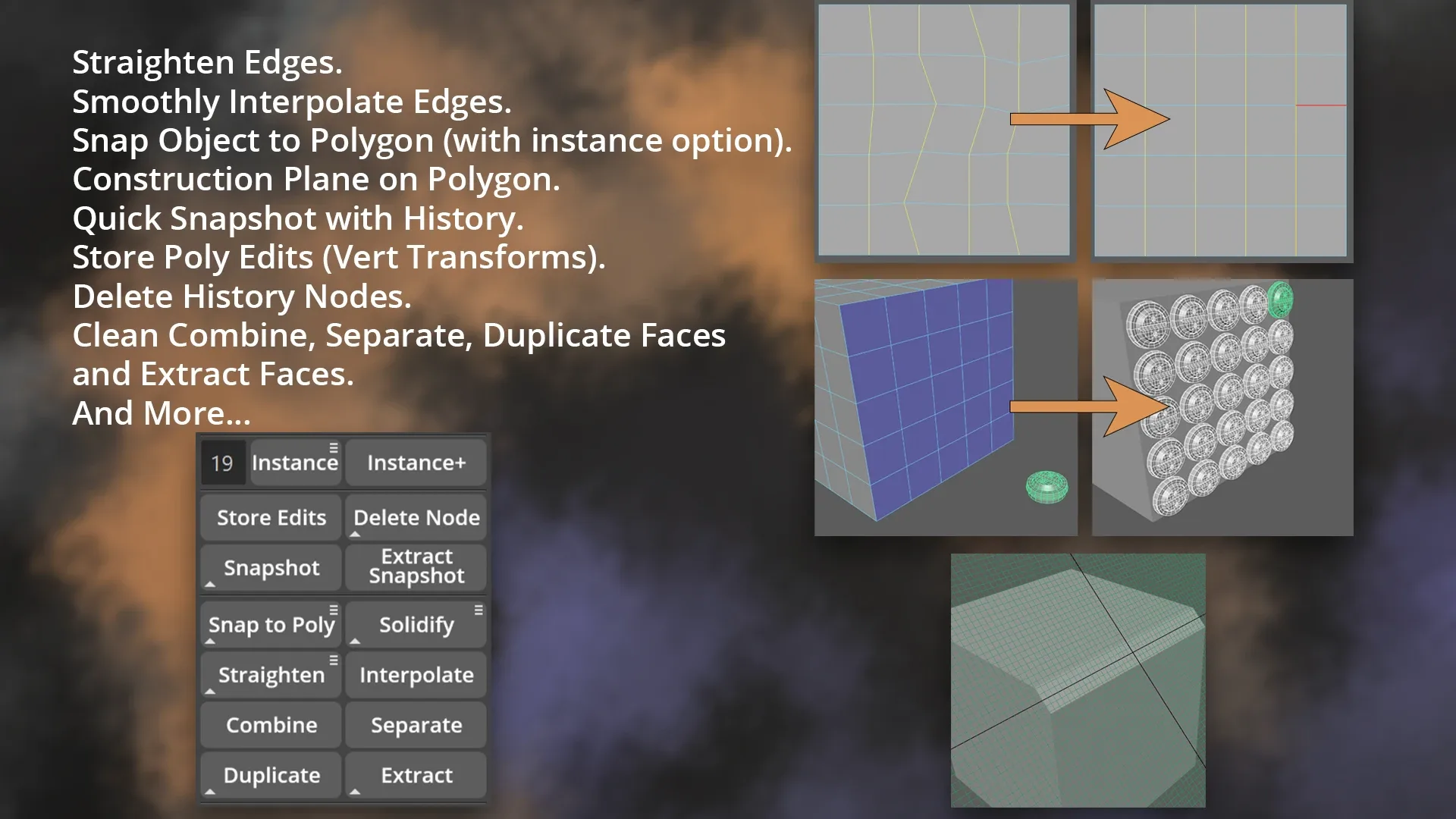 [Studio] GS TOOLBOX v1.2 - Maya Modeling Plug-in. Interactive Creasing/Beveling, Fast Instancing and more.