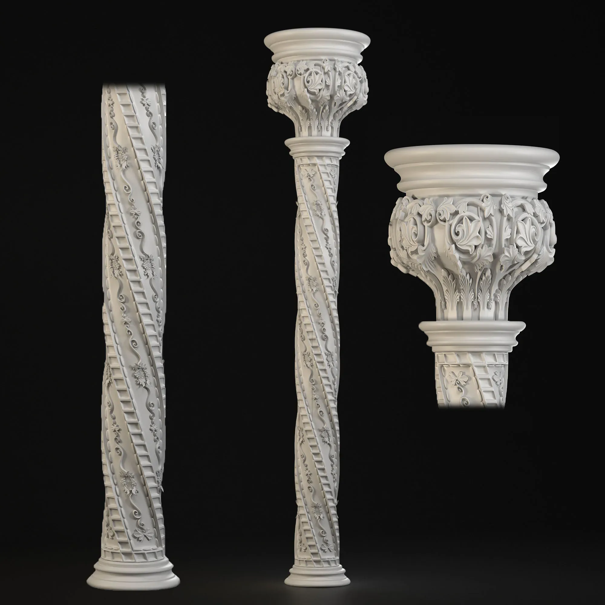 Plaster Carved Column 01