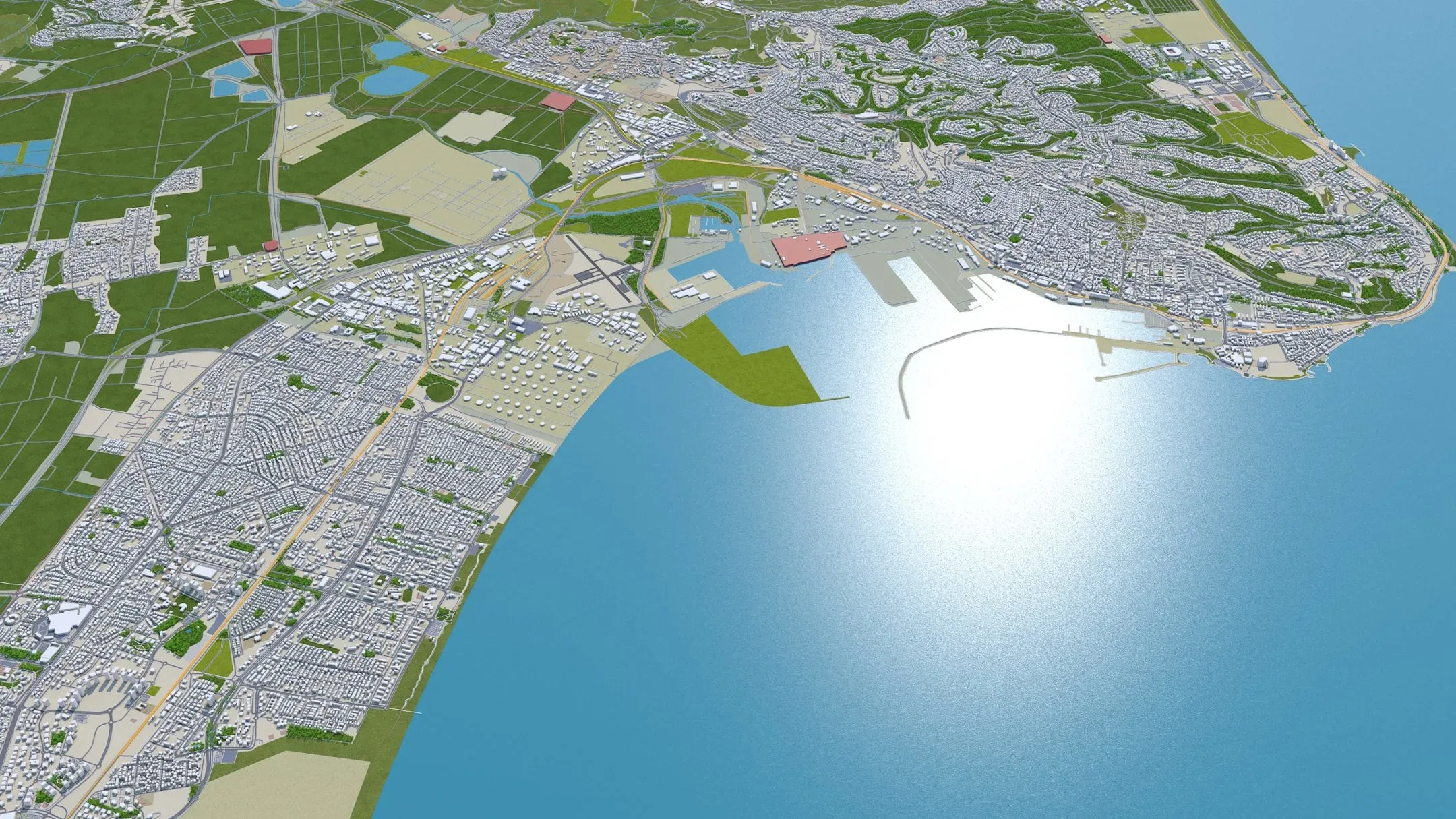 Haifa City Israel 3D Model 20KM