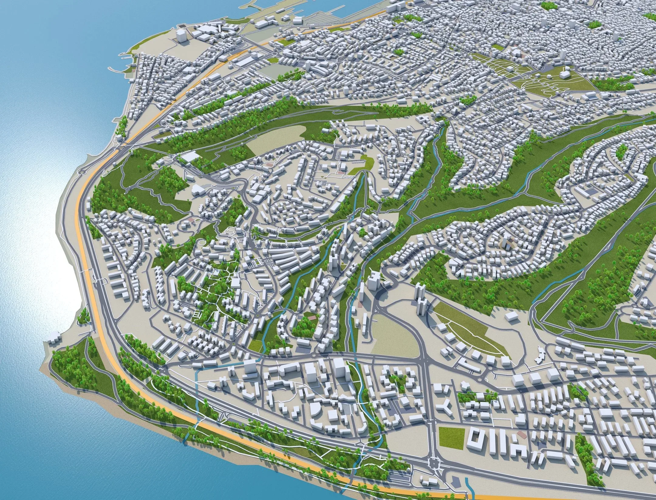 Haifa City Israel 3D Model 20KM