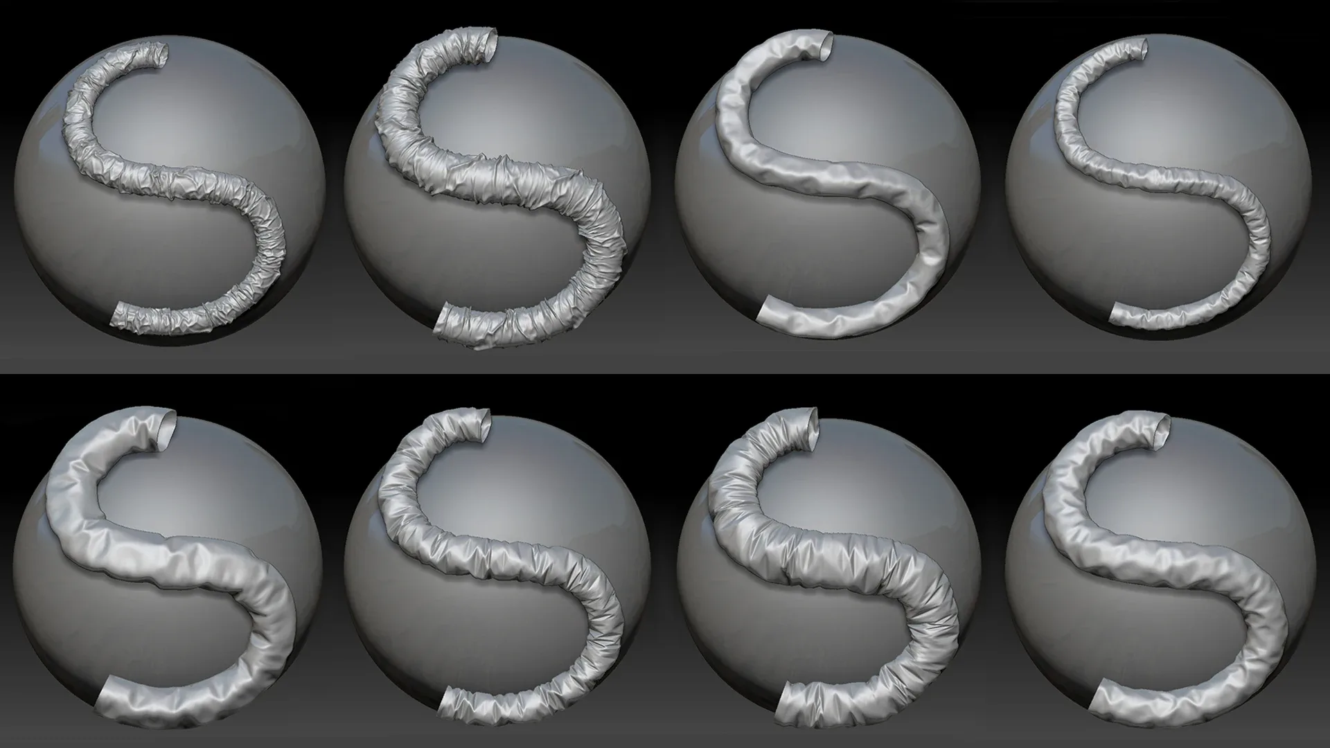 Zbrush - 132 Cables, Hoses, Pipes Brushes IMM Curve + 132 OBJ Meshes