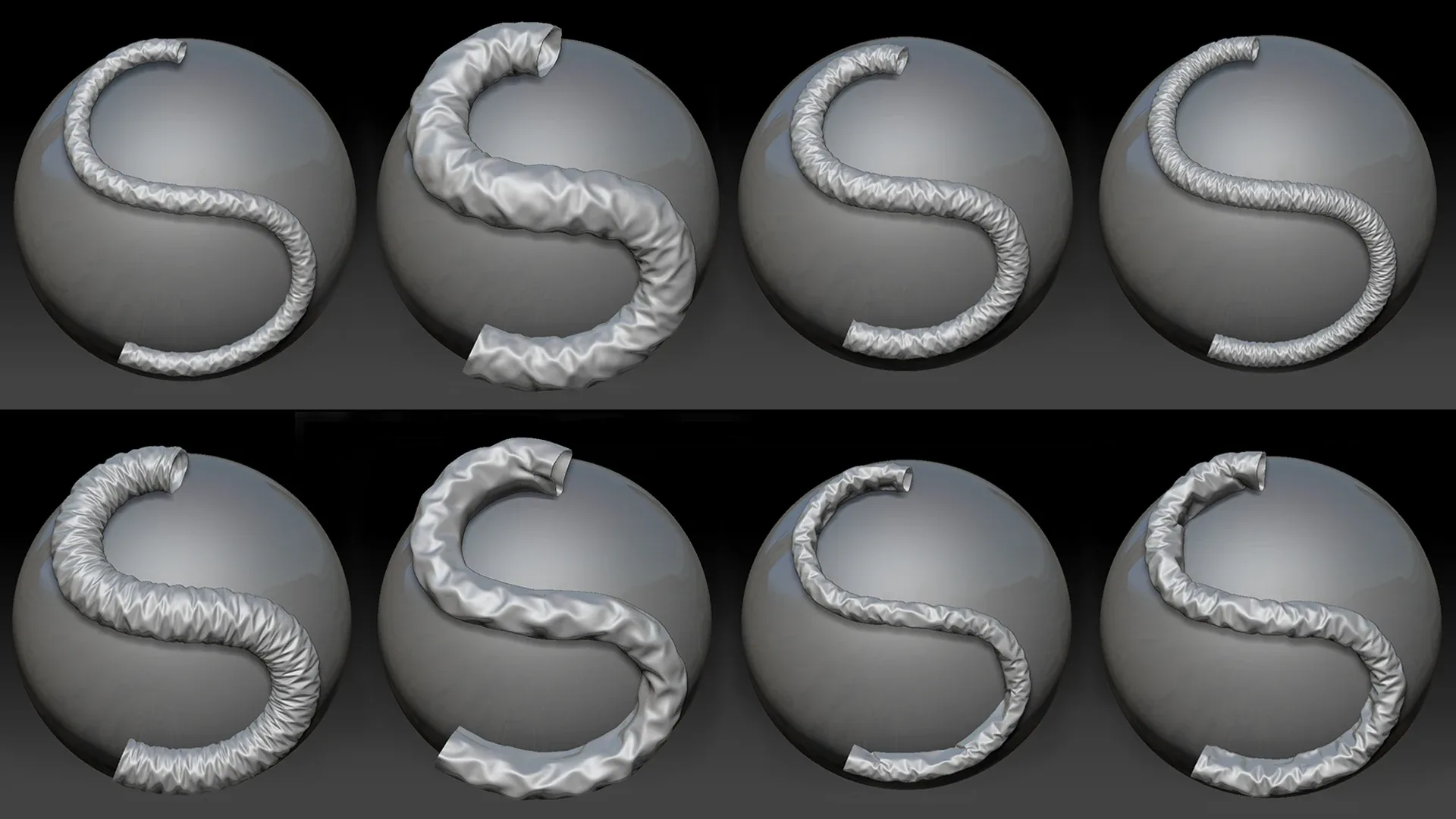 Zbrush - 132 Cables, Hoses, Pipes Brushes IMM Curve + 132 OBJ Meshes