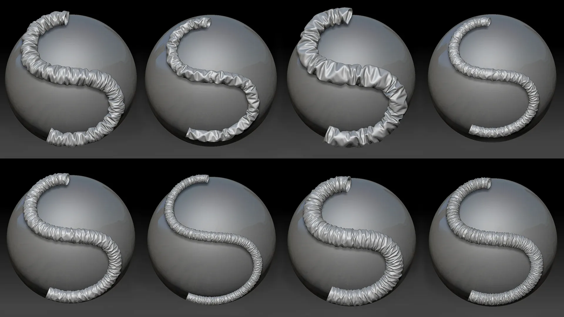 Zbrush - 132 Cables, Hoses, Pipes Brushes IMM Curve + 132 OBJ Meshes