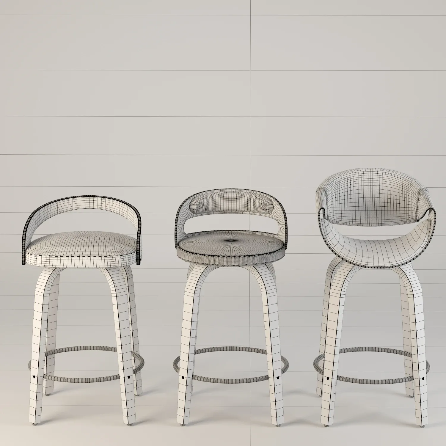 3 Bar and Counter Swivel Stool - Set01 3D Model