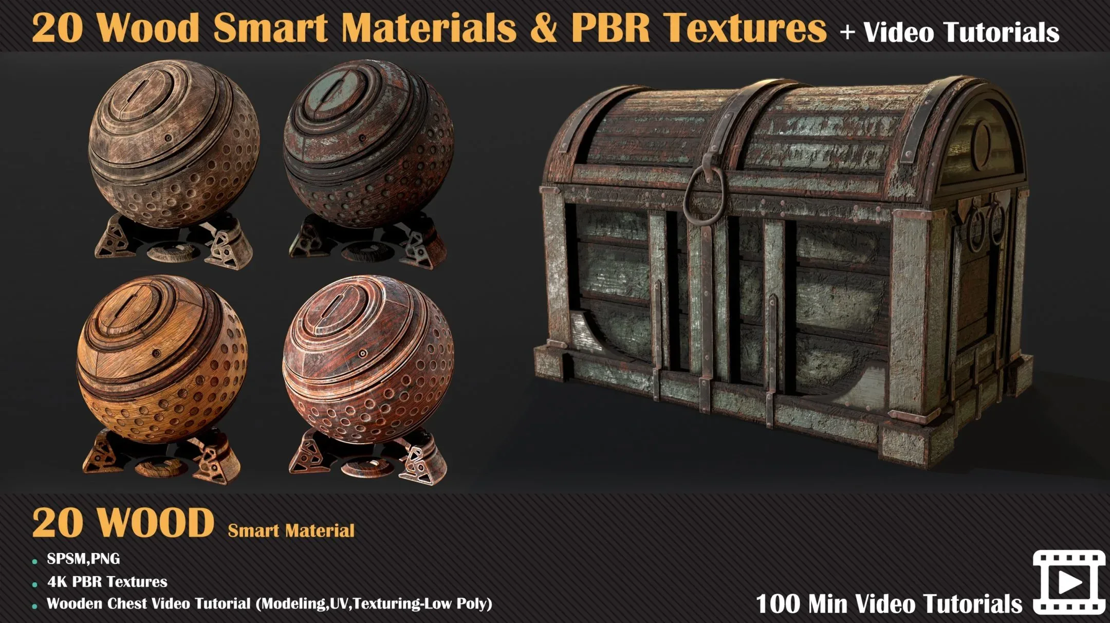 20 Wood Smart Materials & PBR Textures + Video Tutorials