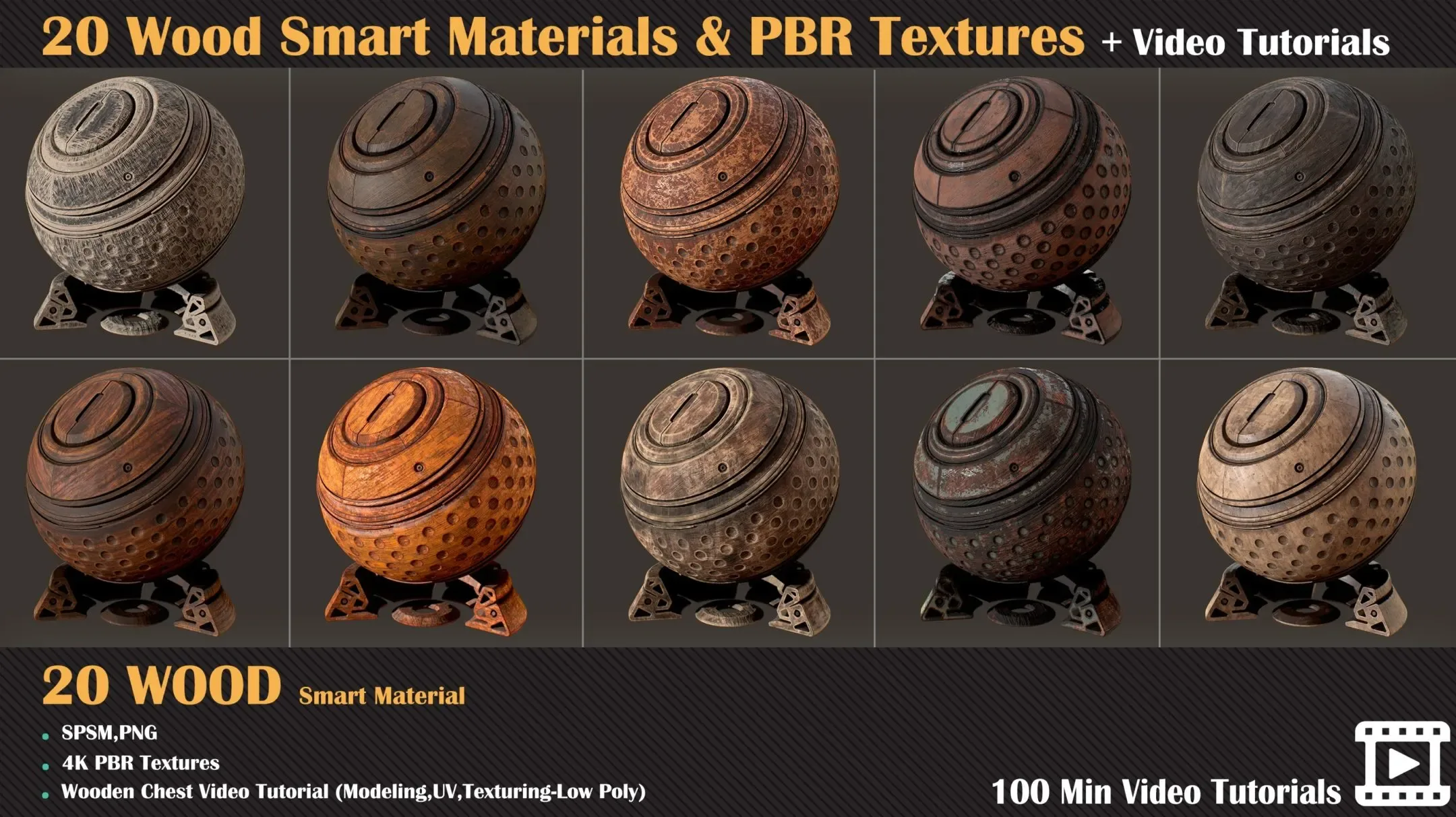20 Wood Smart Materials & PBR Textures + Video Tutorials