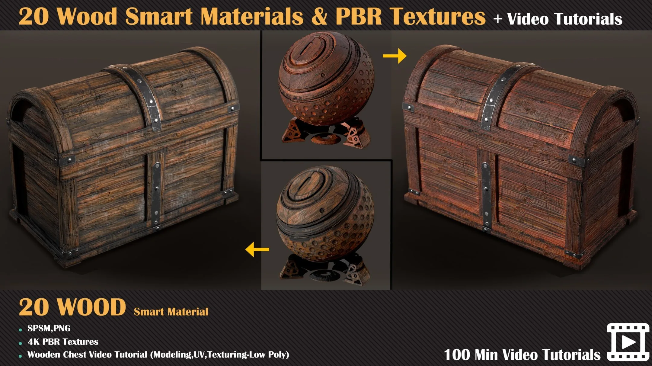 20 Wood Smart Materials & PBR Textures + Video Tutorials