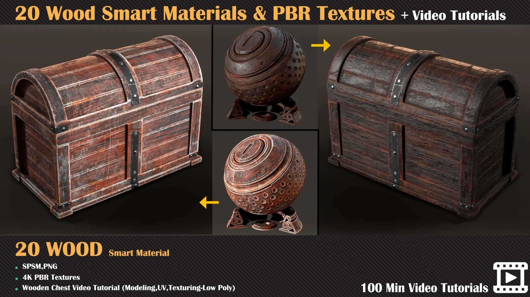 20 Wood Smart Materials & PBR Textures + Video Tutorials