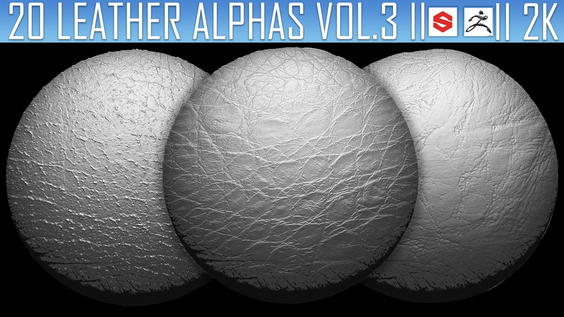 20 Leather Alphas Vol.3 (ZBrush, Substance, 2K)