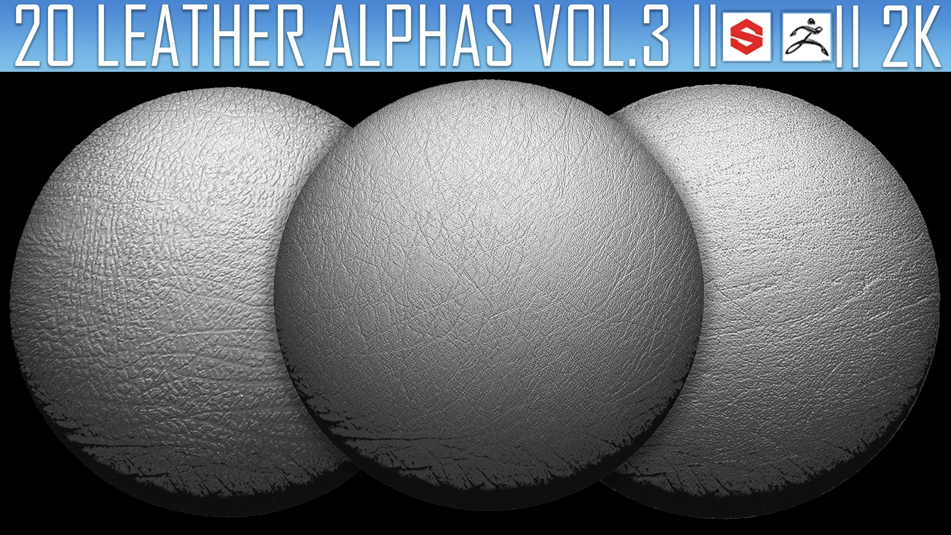 20 Leather Alphas Vol.3 (ZBrush, Substance, 2K)
