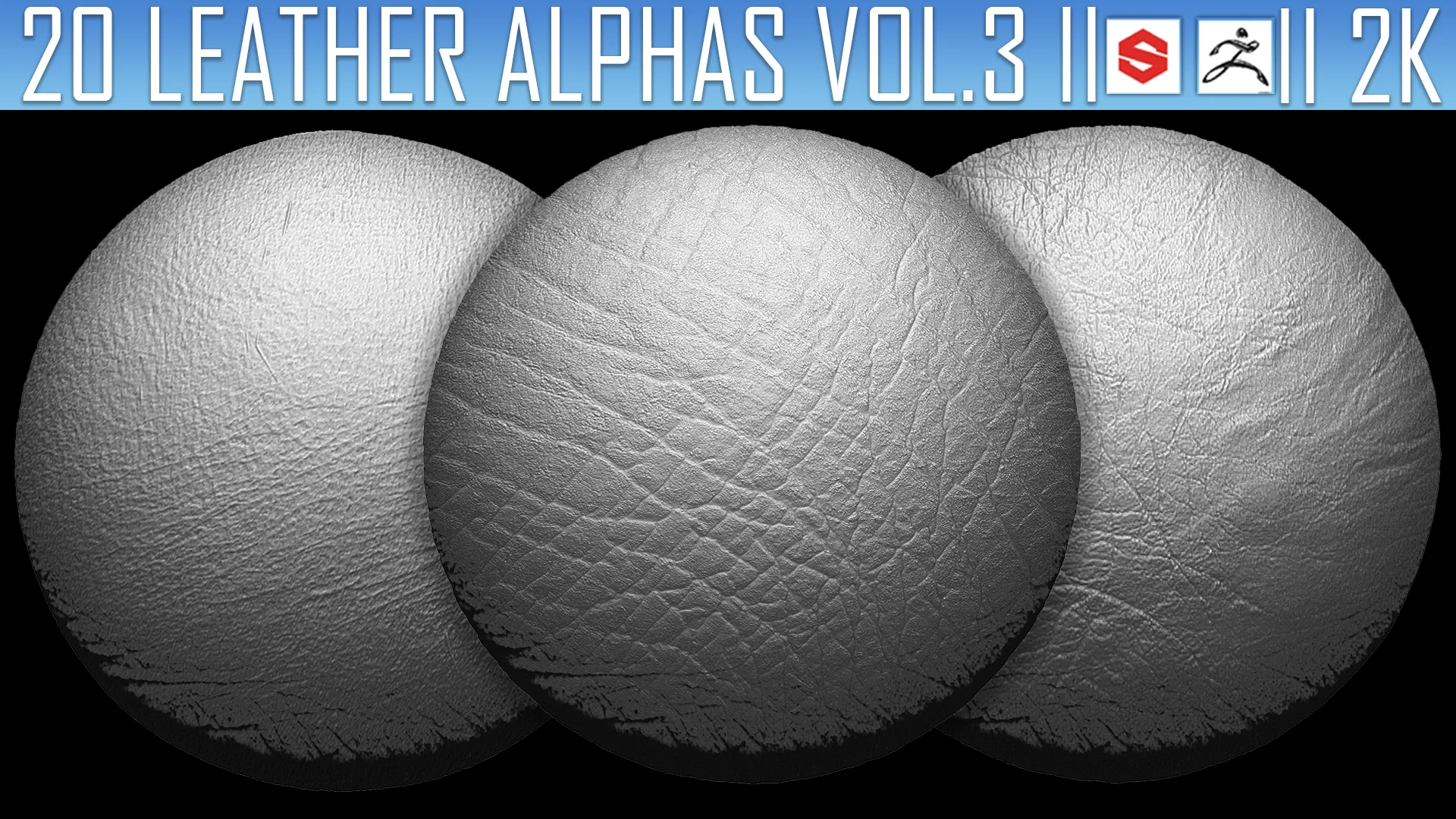 20 Leather Alphas Vol.3 (ZBrush, Substance, 2K)