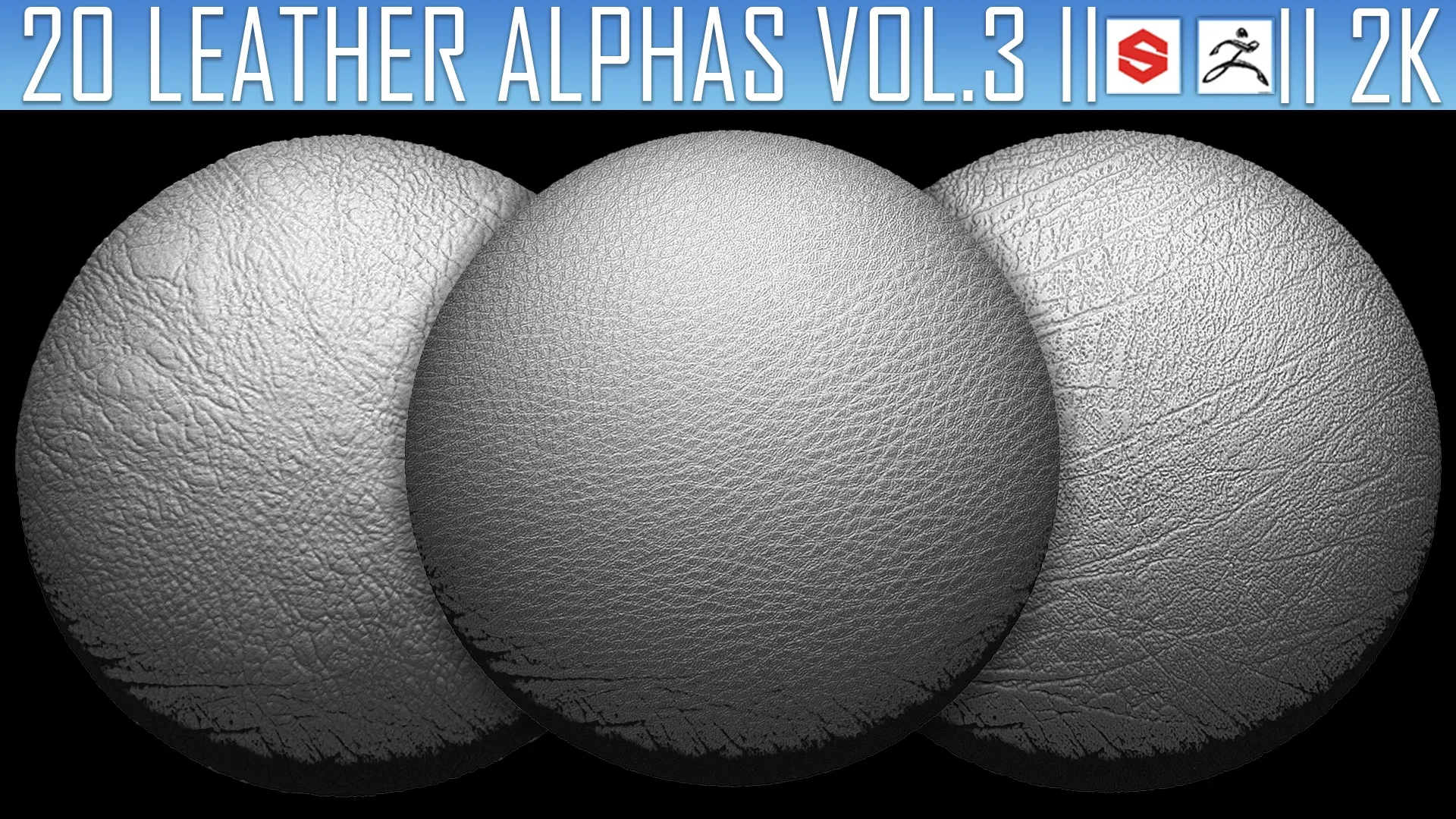 20 Leather Alphas Vol.3 (ZBrush, Substance, 2K)
