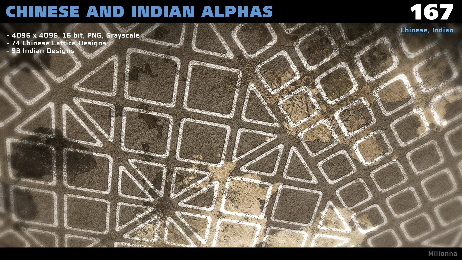 160+ Chinese and Indian ALPHAS (Substance, PNG)