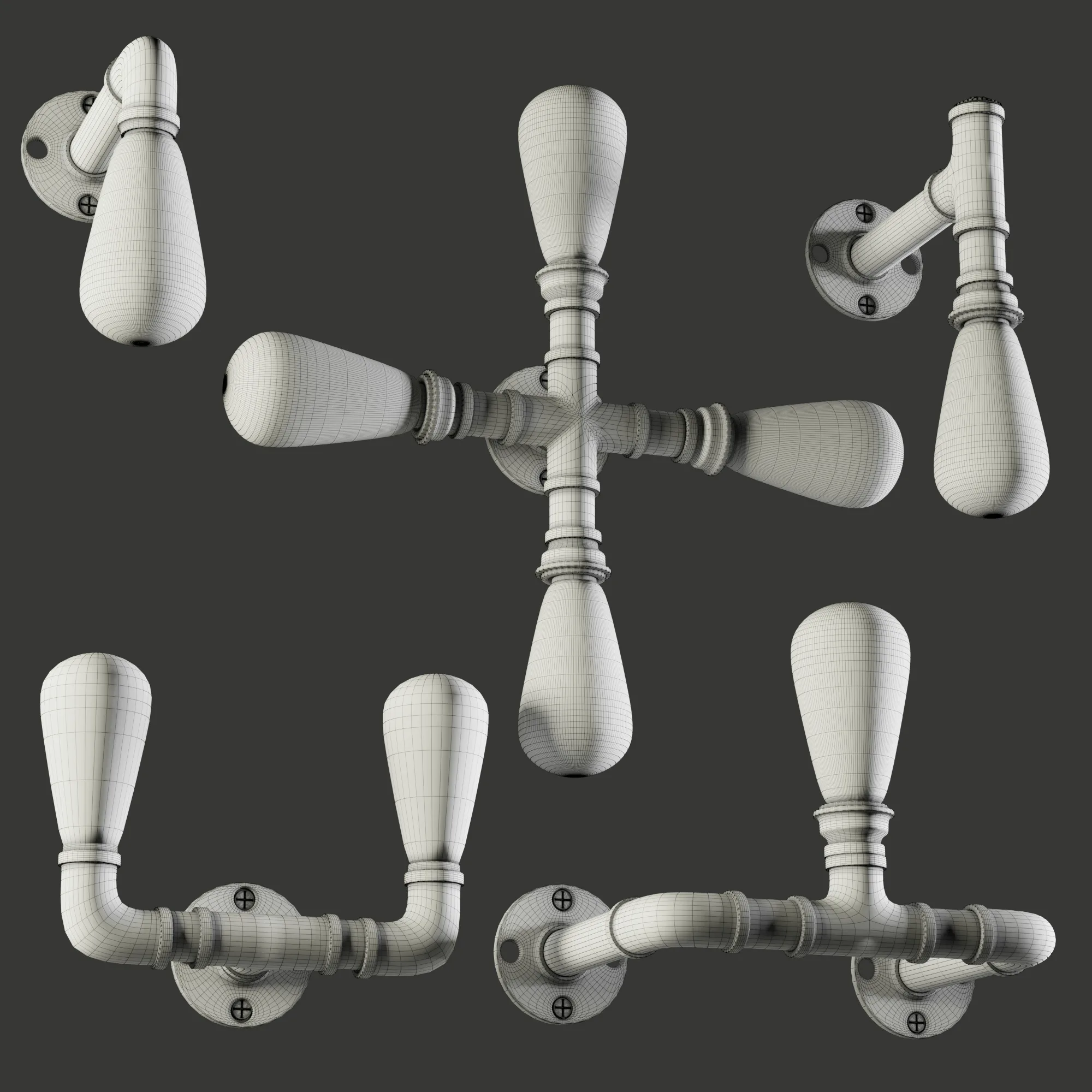 14 Industrial Pipe Wall Lamps (Collection of 3 Production)