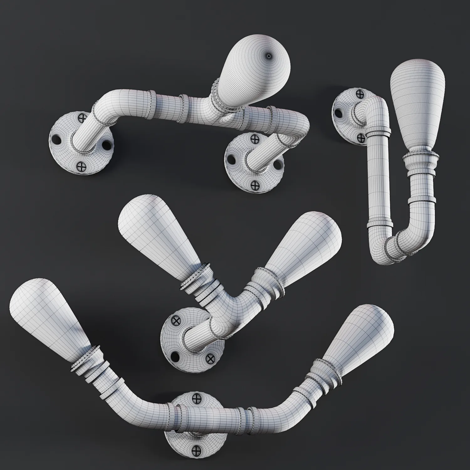 14 Industrial Pipe Wall Lamps (Collection of 3 Production)