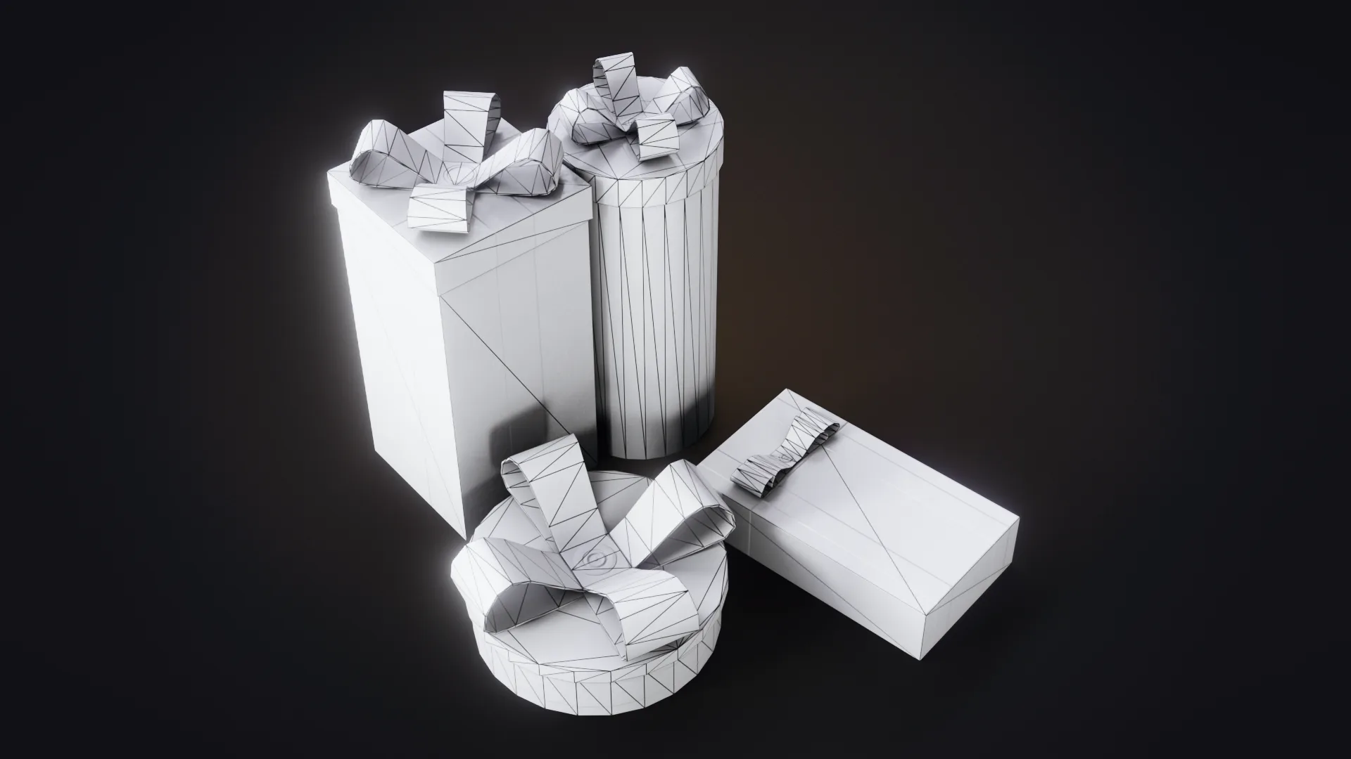 Set of Christmas Gifts Low-poly 3D model