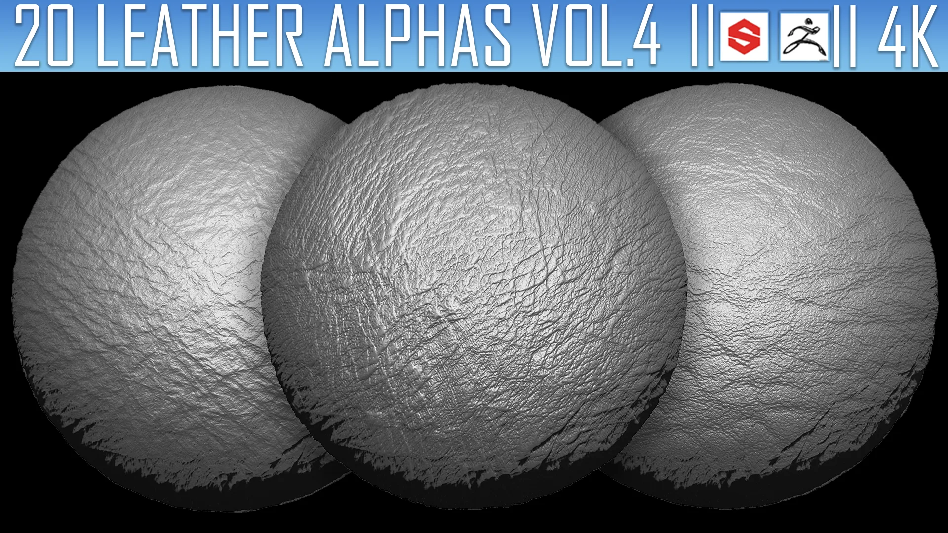 20 Leather Alphas Vol.4 (ZBrush, Substance, 4K)