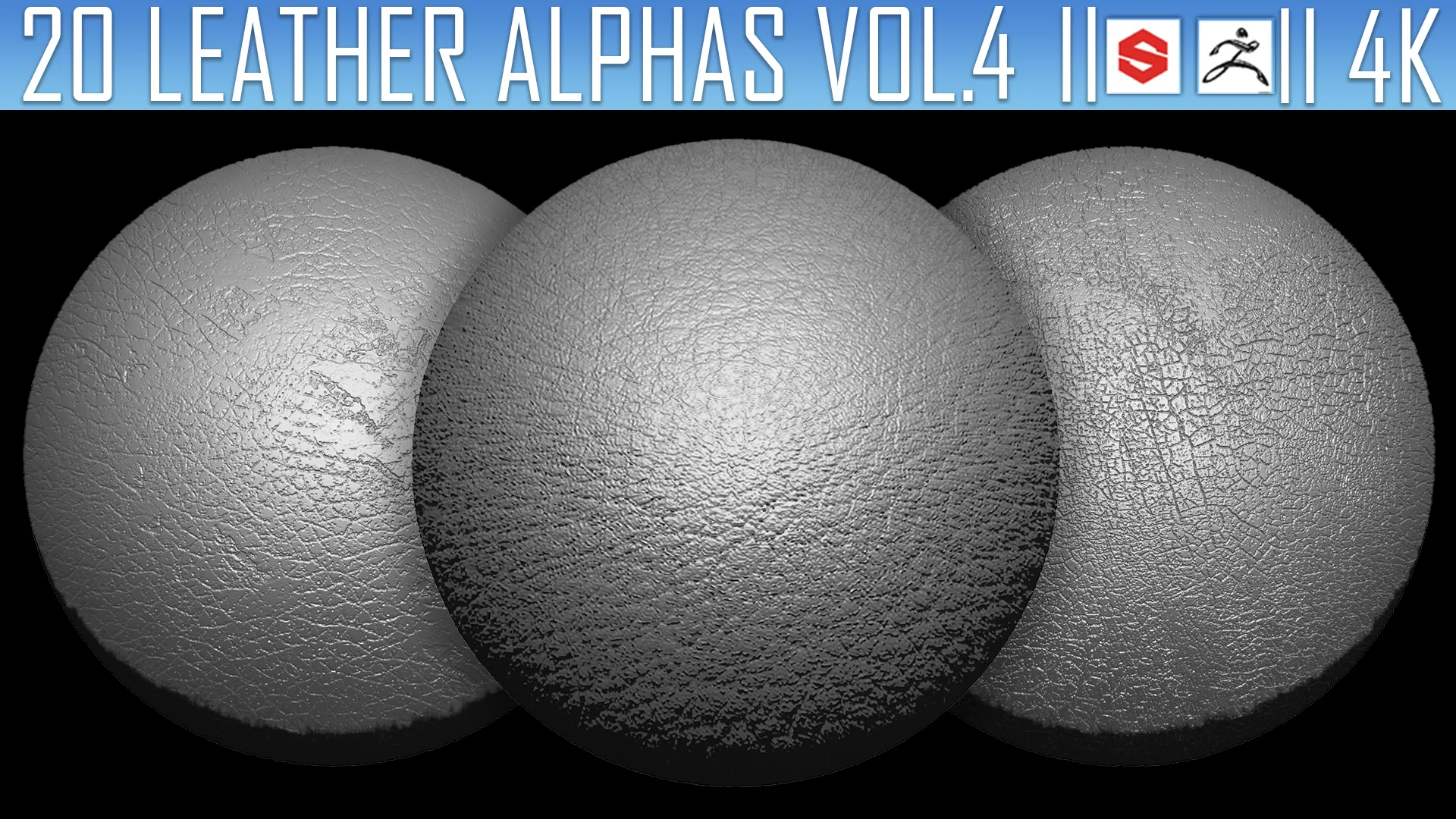 20 Leather Alphas Vol.4 (ZBrush, Substance, 4K)