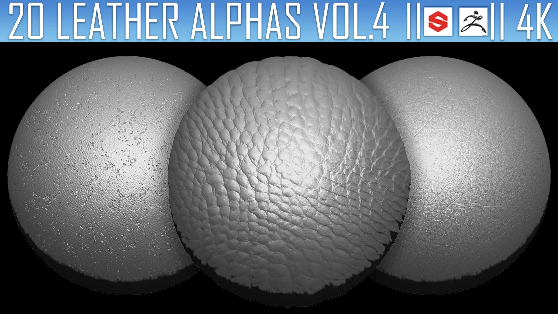 20 Leather Alphas Vol.4 (ZBrush, Substance, 4K)