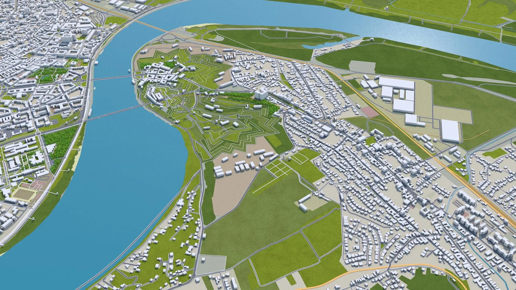 Novi Sad City Serbia 3D Model 40KM
