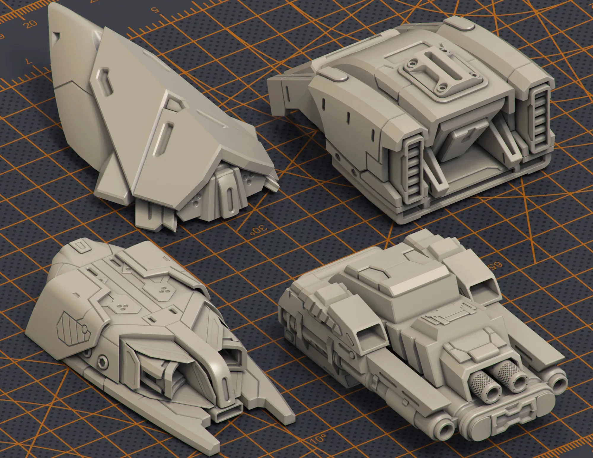 Mech Warrior Hard Surface Kitbash Kit 3