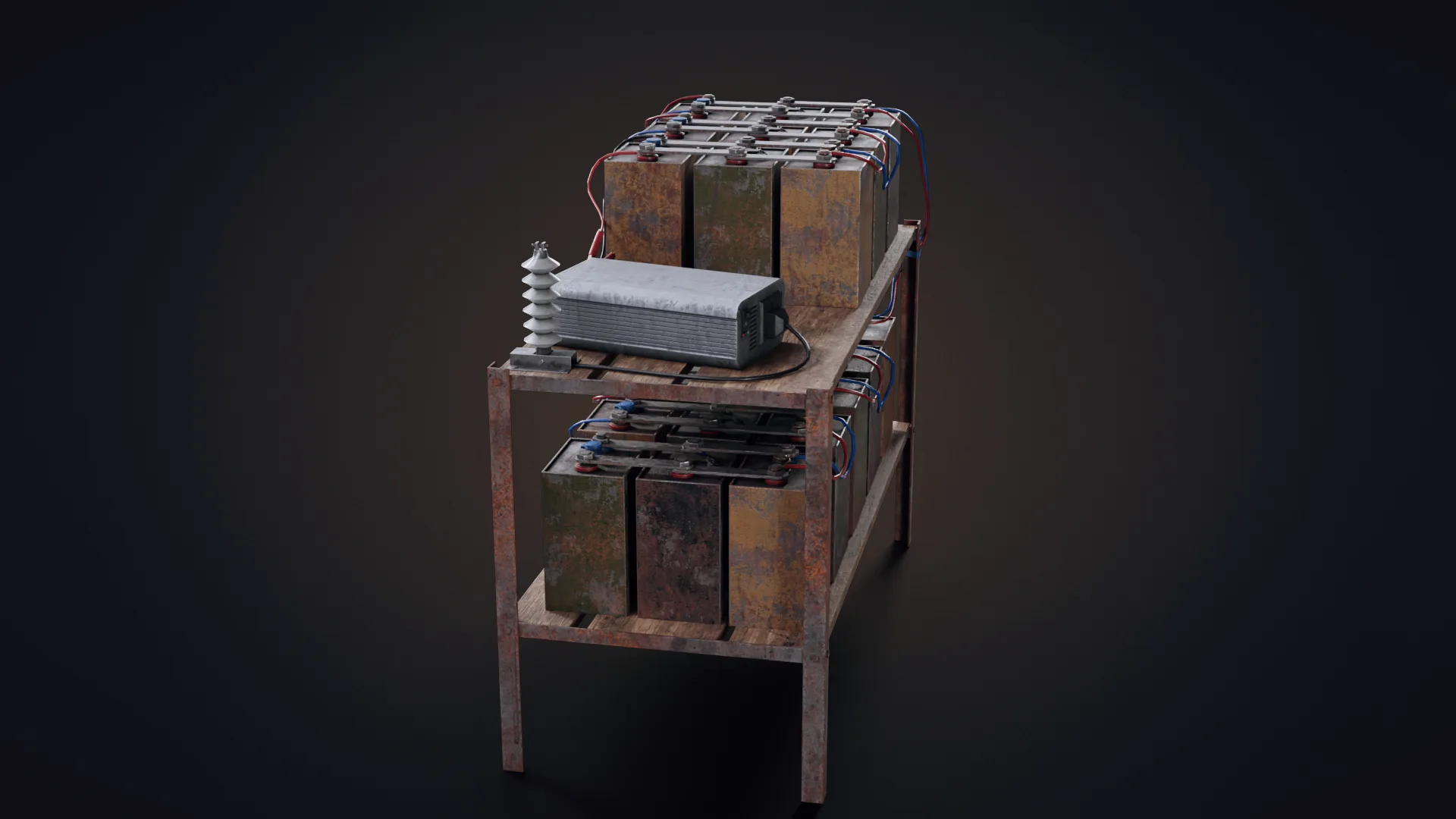 Handmade Battery Bank Low-Poly 3D Model