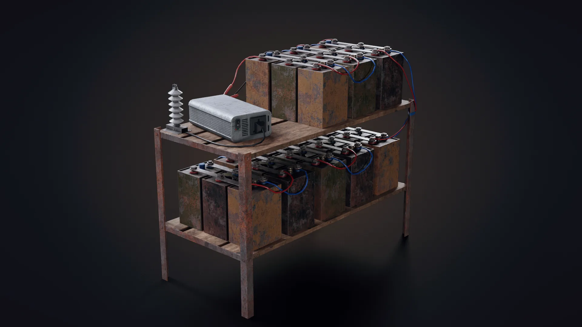 Handmade Battery Bank Low-Poly 3D Model