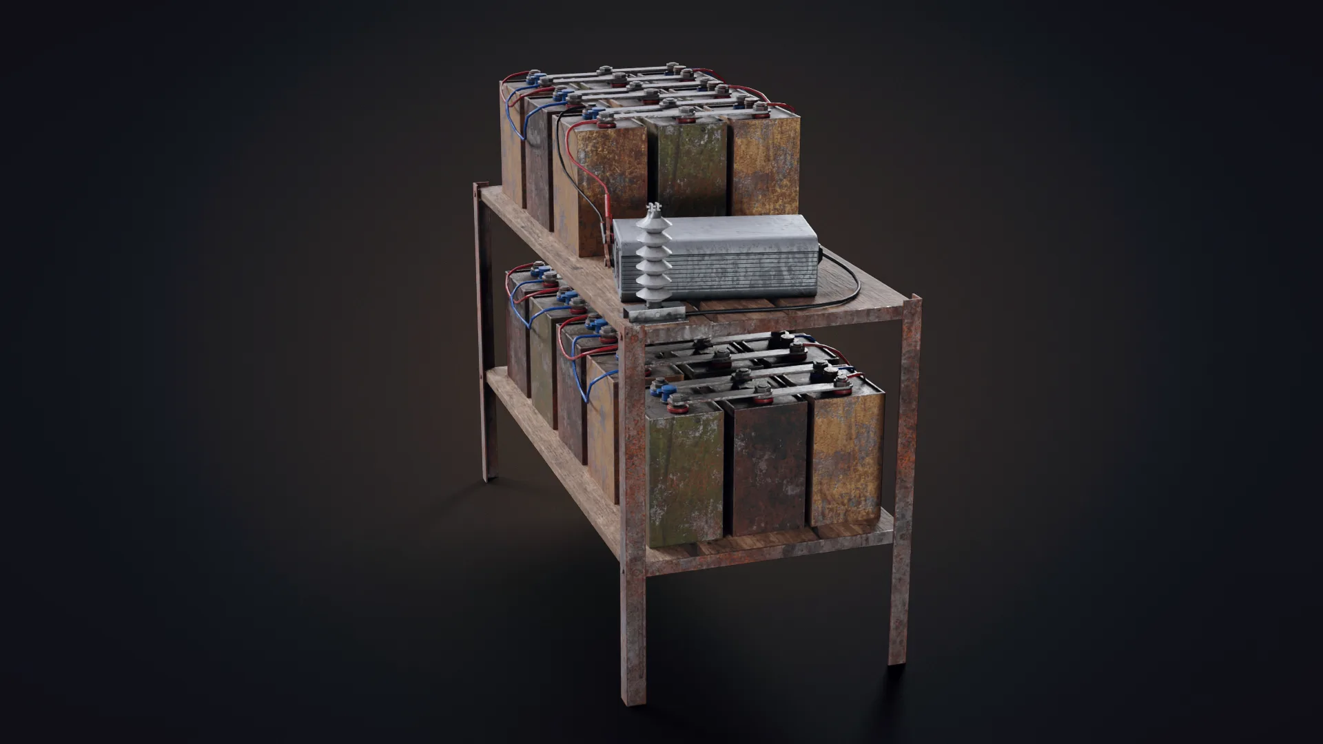 Handmade Battery Bank Low-Poly 3D Model