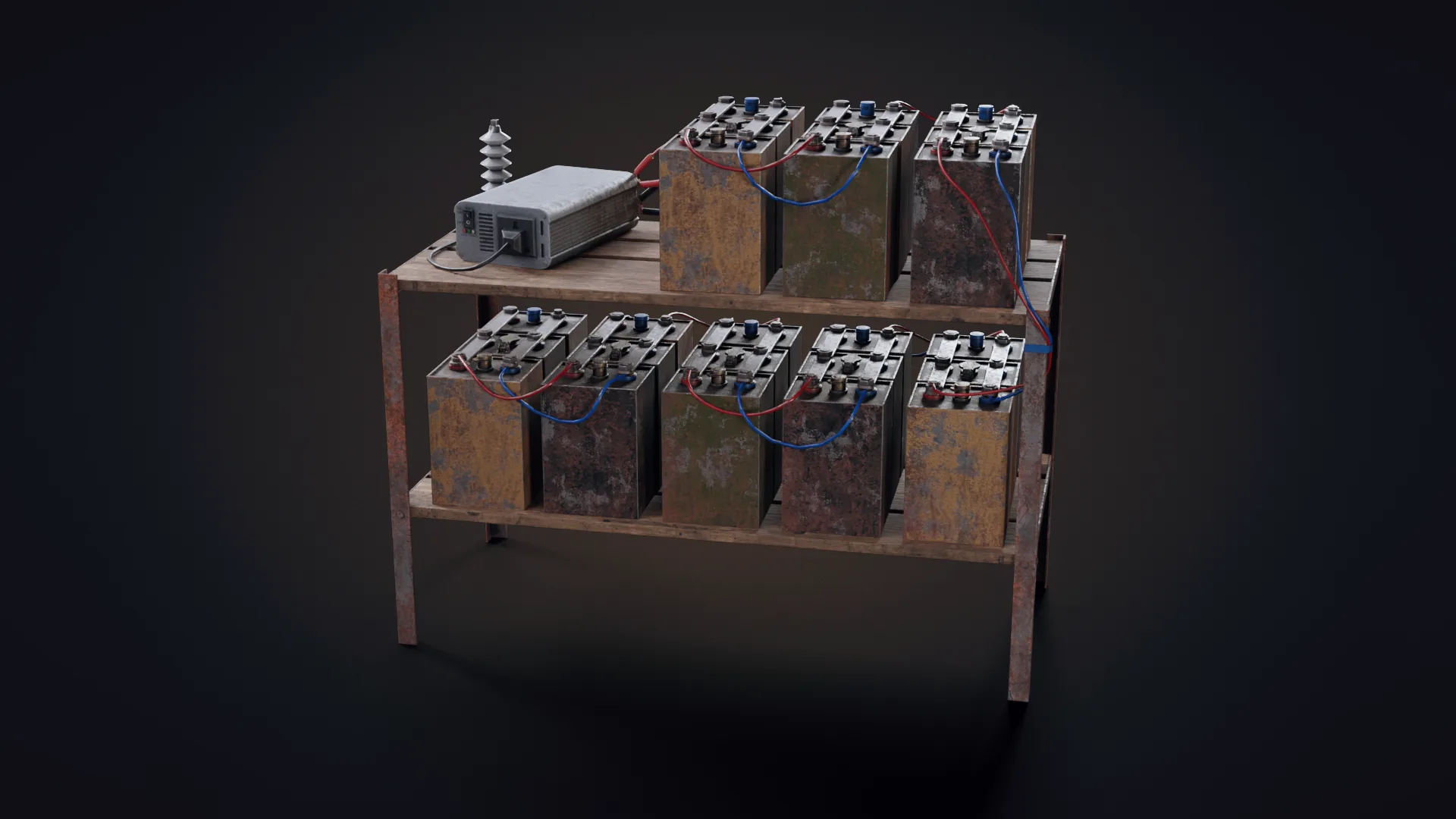 Handmade Battery Bank Low-Poly 3D Model