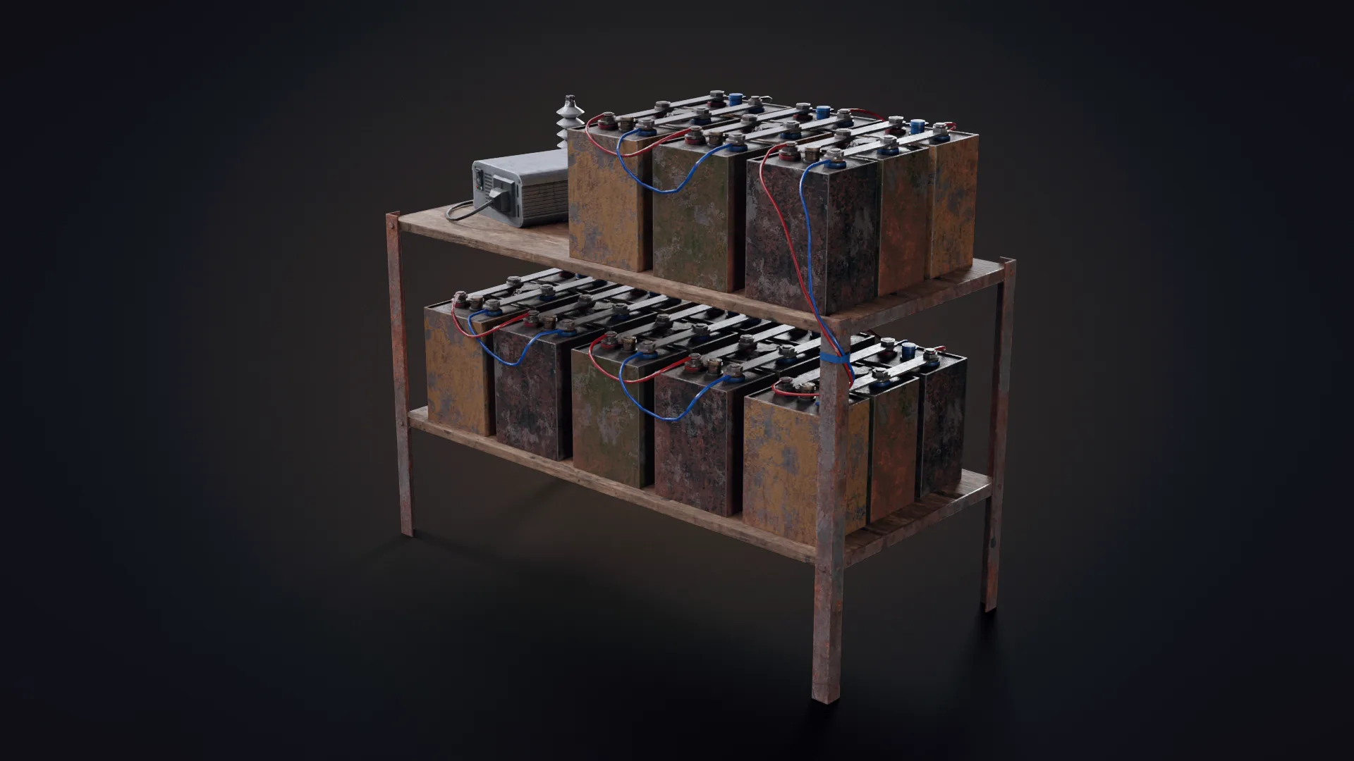 Handmade Battery Bank Low-Poly 3D Model