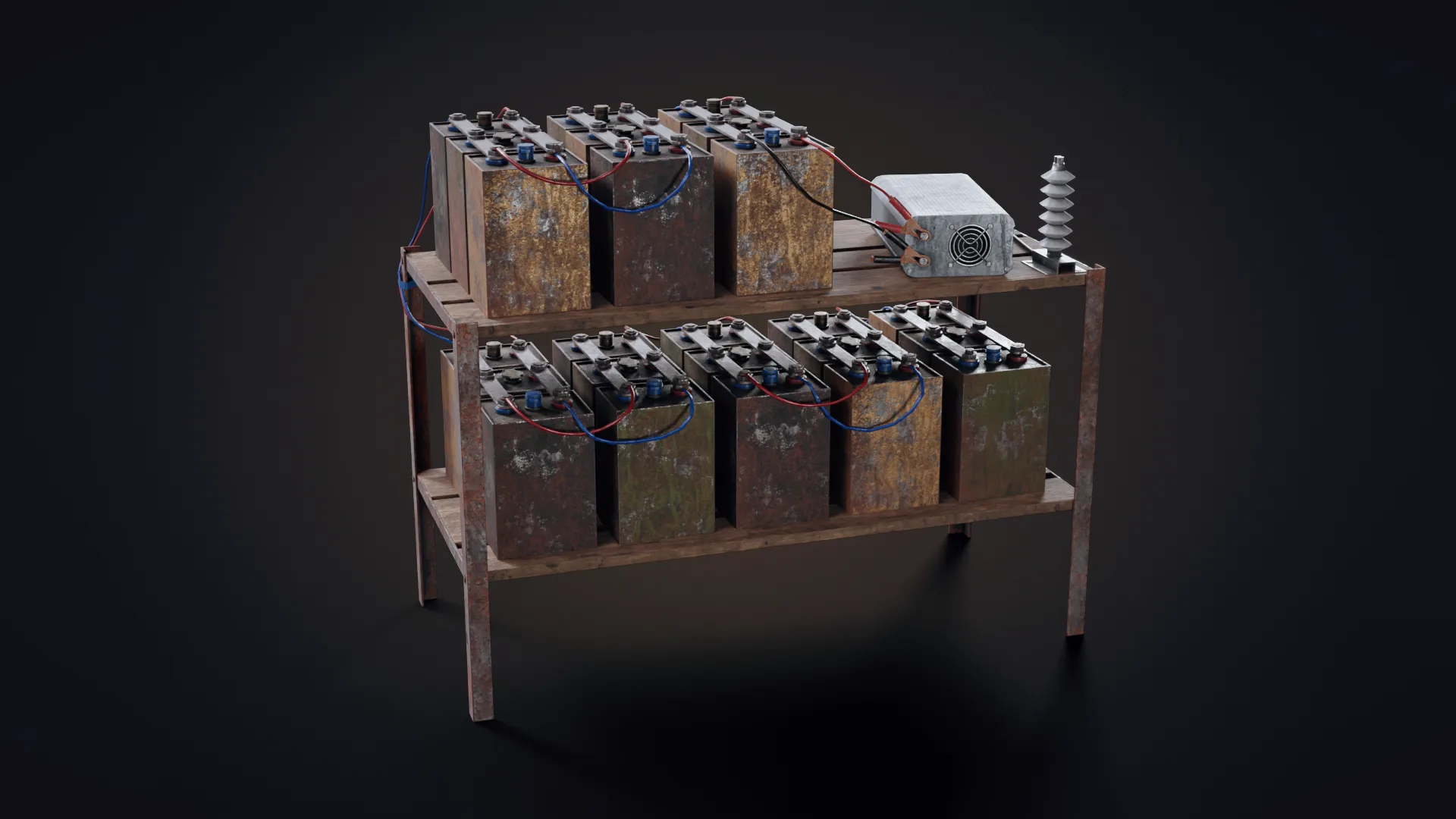 Handmade Battery Bank Low-Poly 3D Model