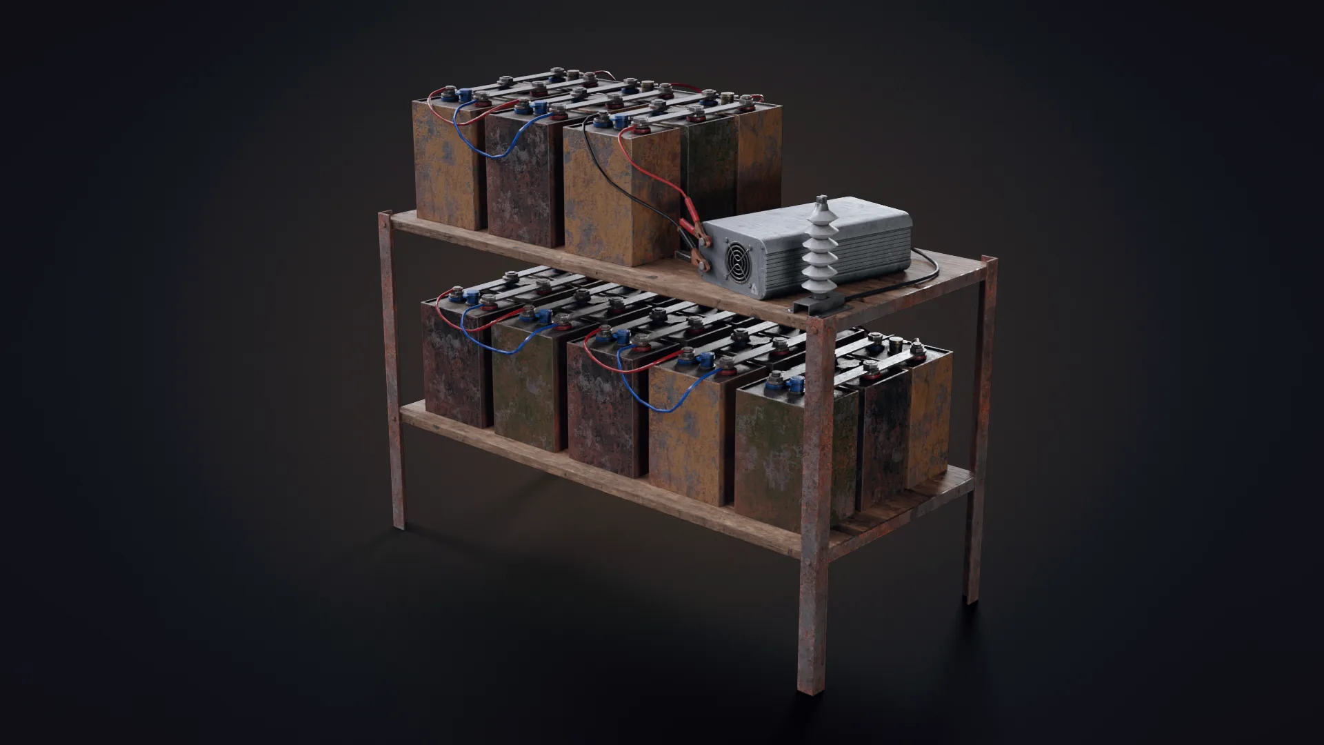 Handmade Battery Bank Low-Poly 3D Model