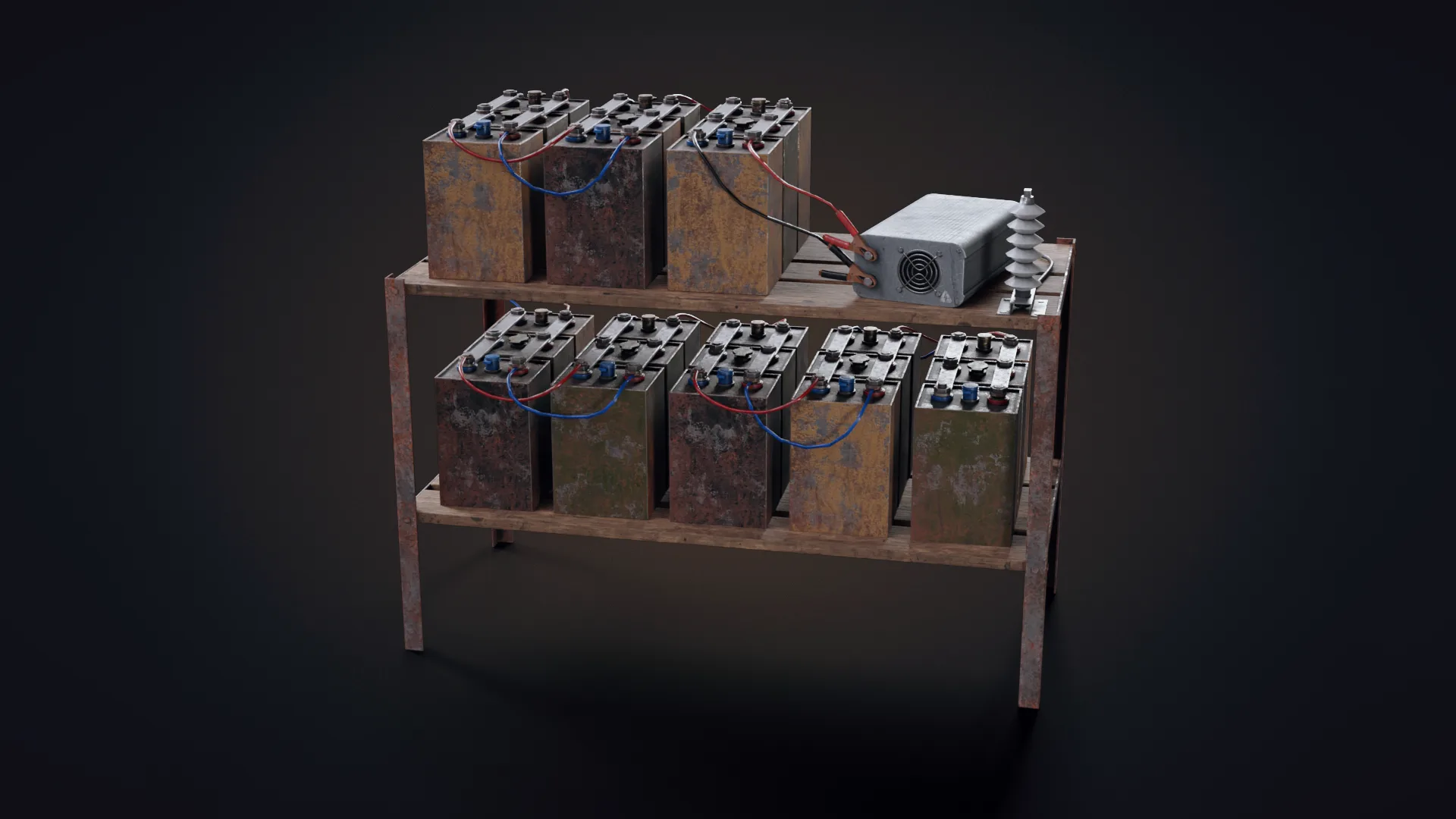 Handmade Battery Bank Low-Poly 3D Model