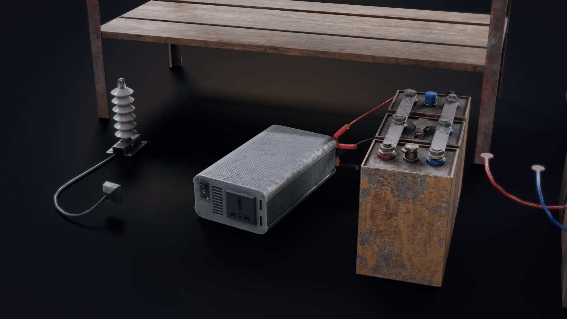 Handmade Battery Bank Low-Poly 3D Model