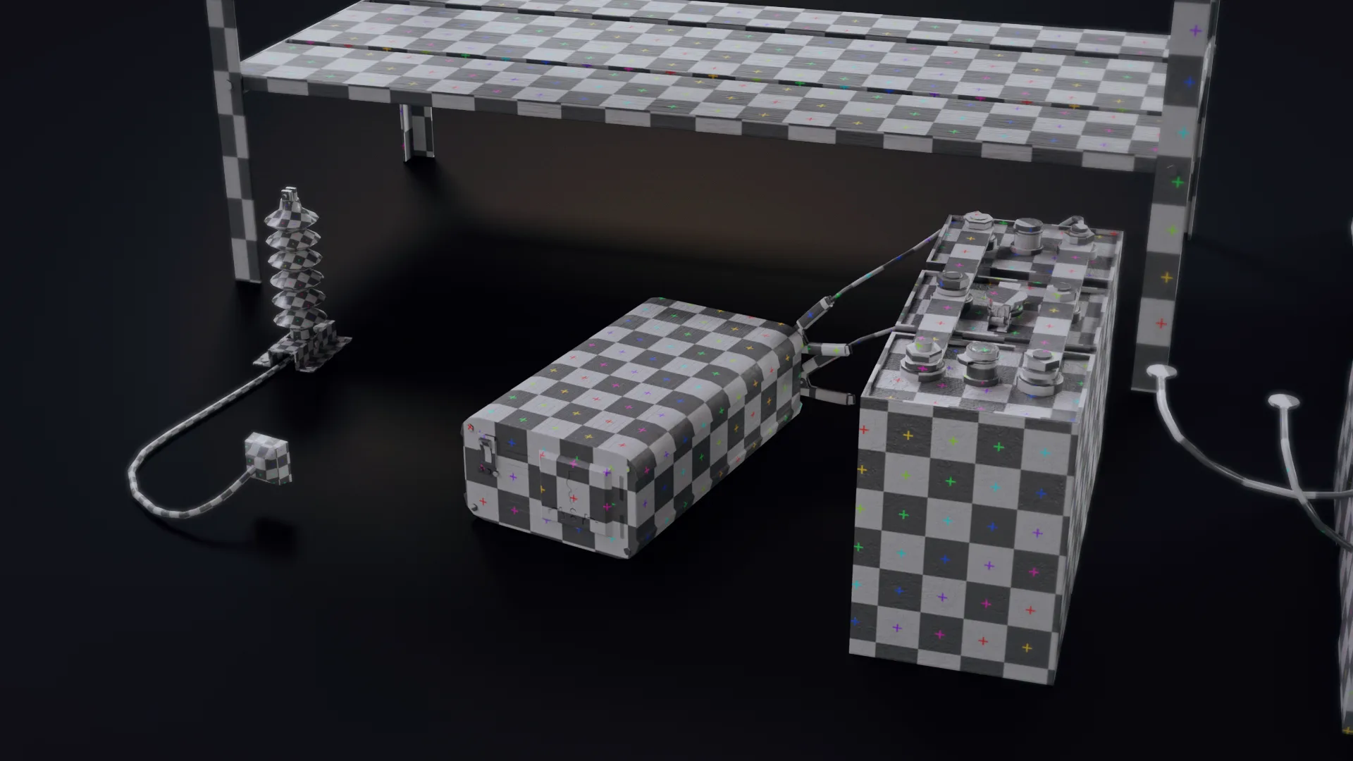 Handmade Battery Bank Low-Poly 3D Model