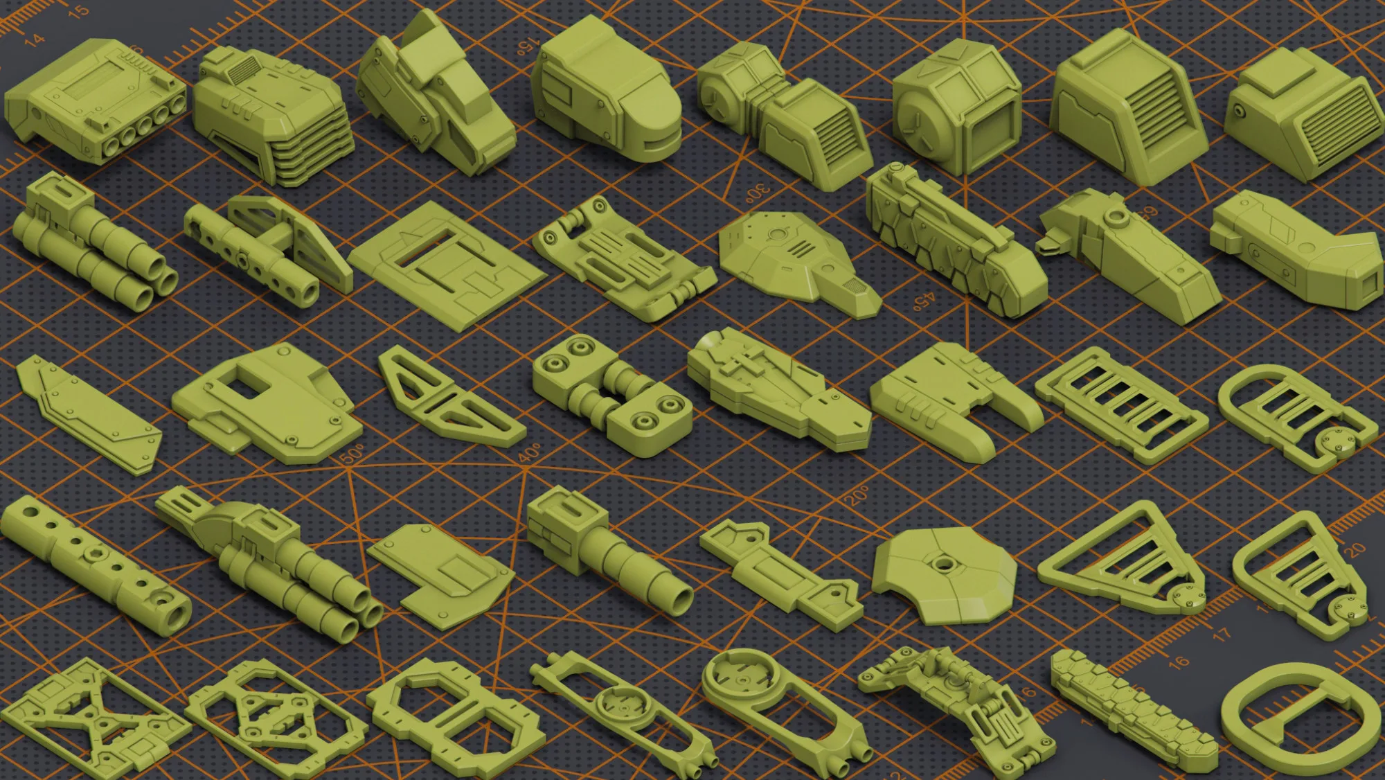 320 Pieces Mega Pack - Hard Surface Kitbash