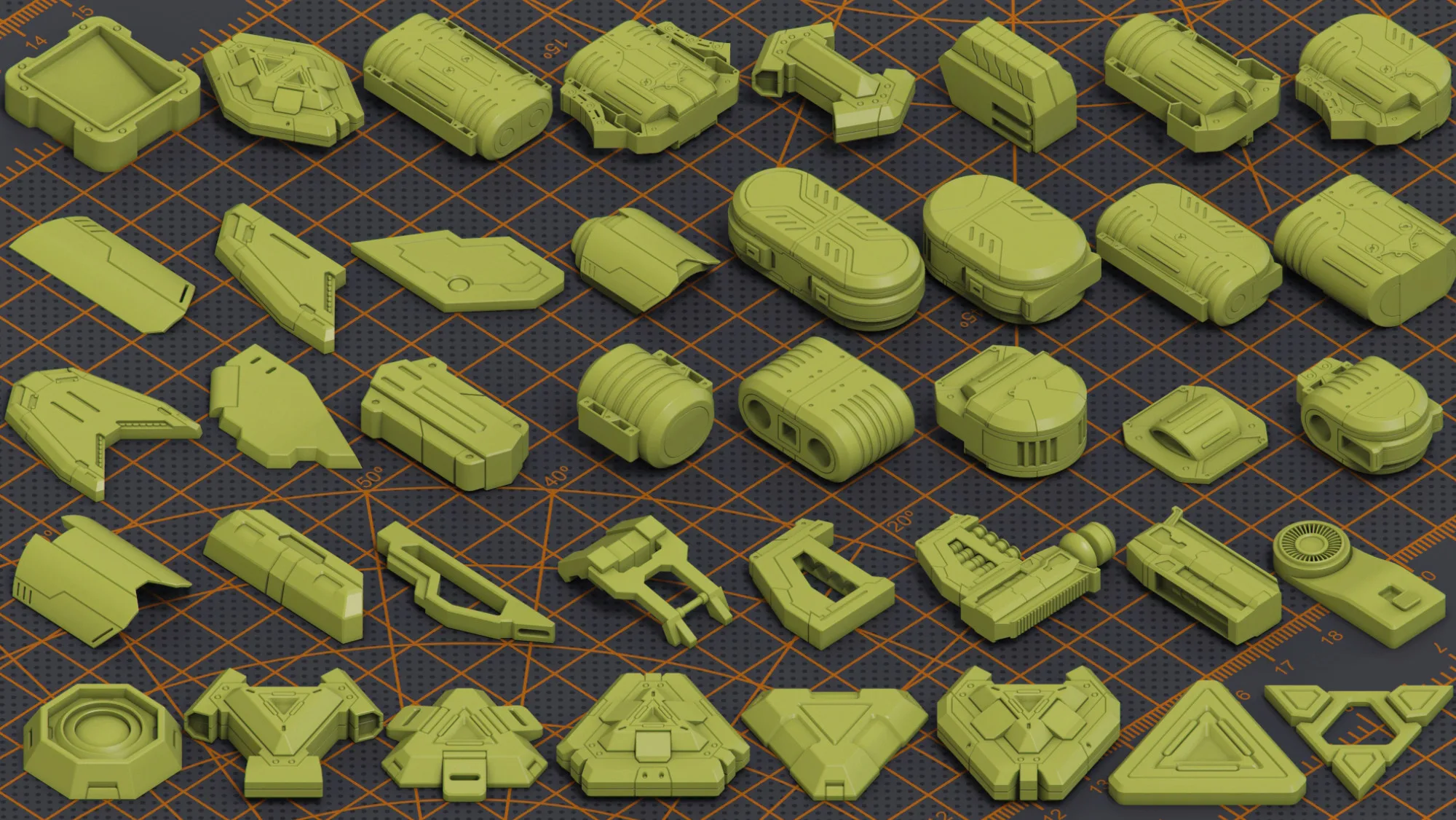 320 Pieces Mega Pack - Hard Surface Kitbash