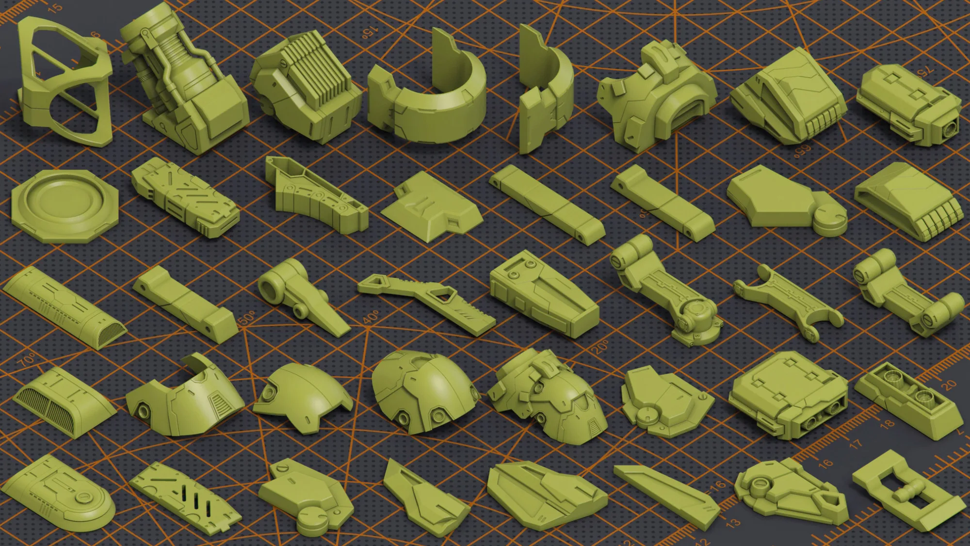 320 Pieces Mega Pack - Hard Surface Kitbash