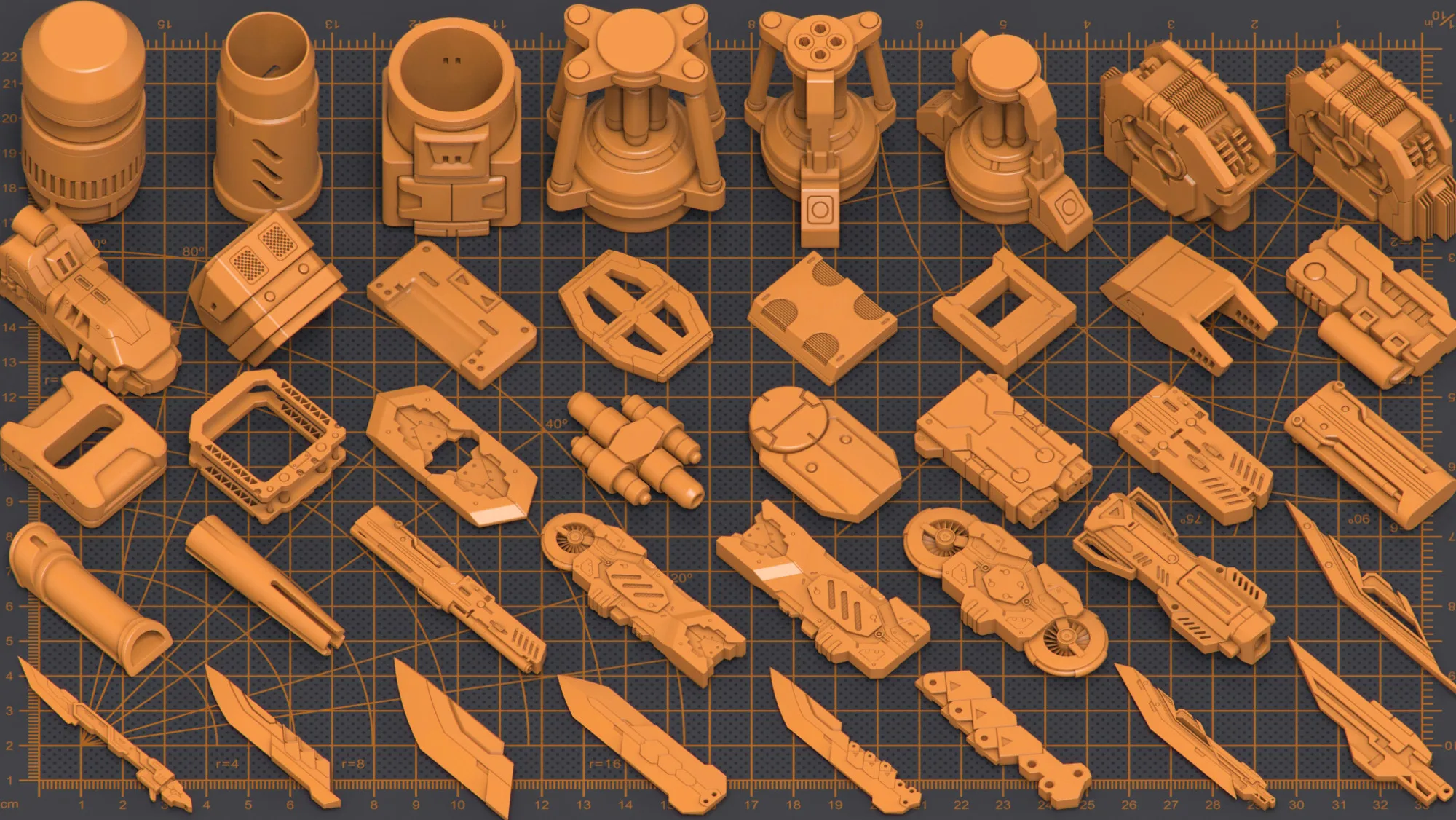 300 Pieces Mega Pack - Hard Surface Kitbash