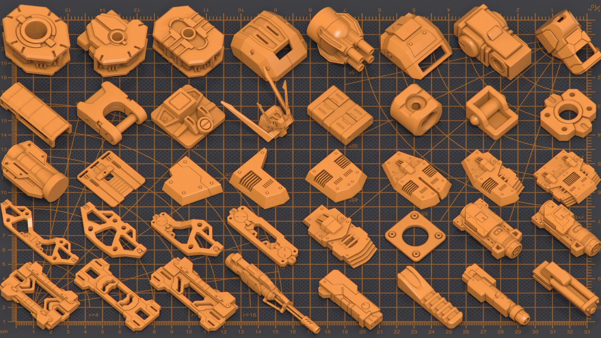 300 Pieces Mega Pack - Hard Surface Kitbash