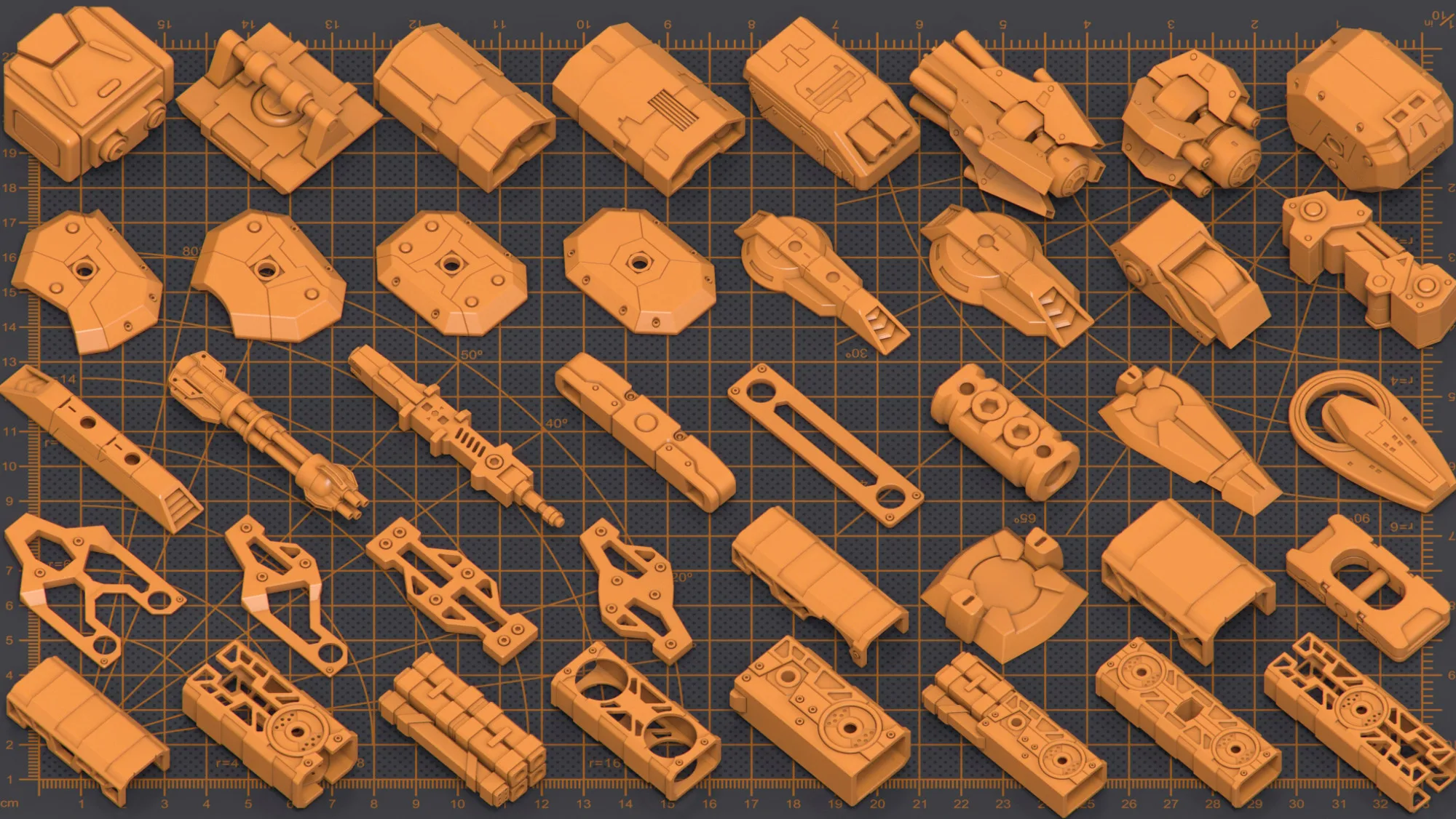 300 Pieces Mega Pack - Hard Surface Kitbash