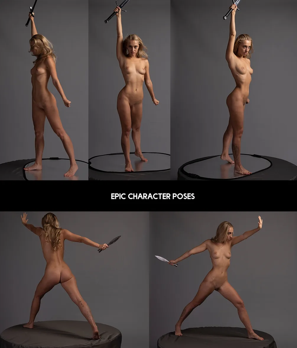 1500 + Female Game Character Turnaround Poses