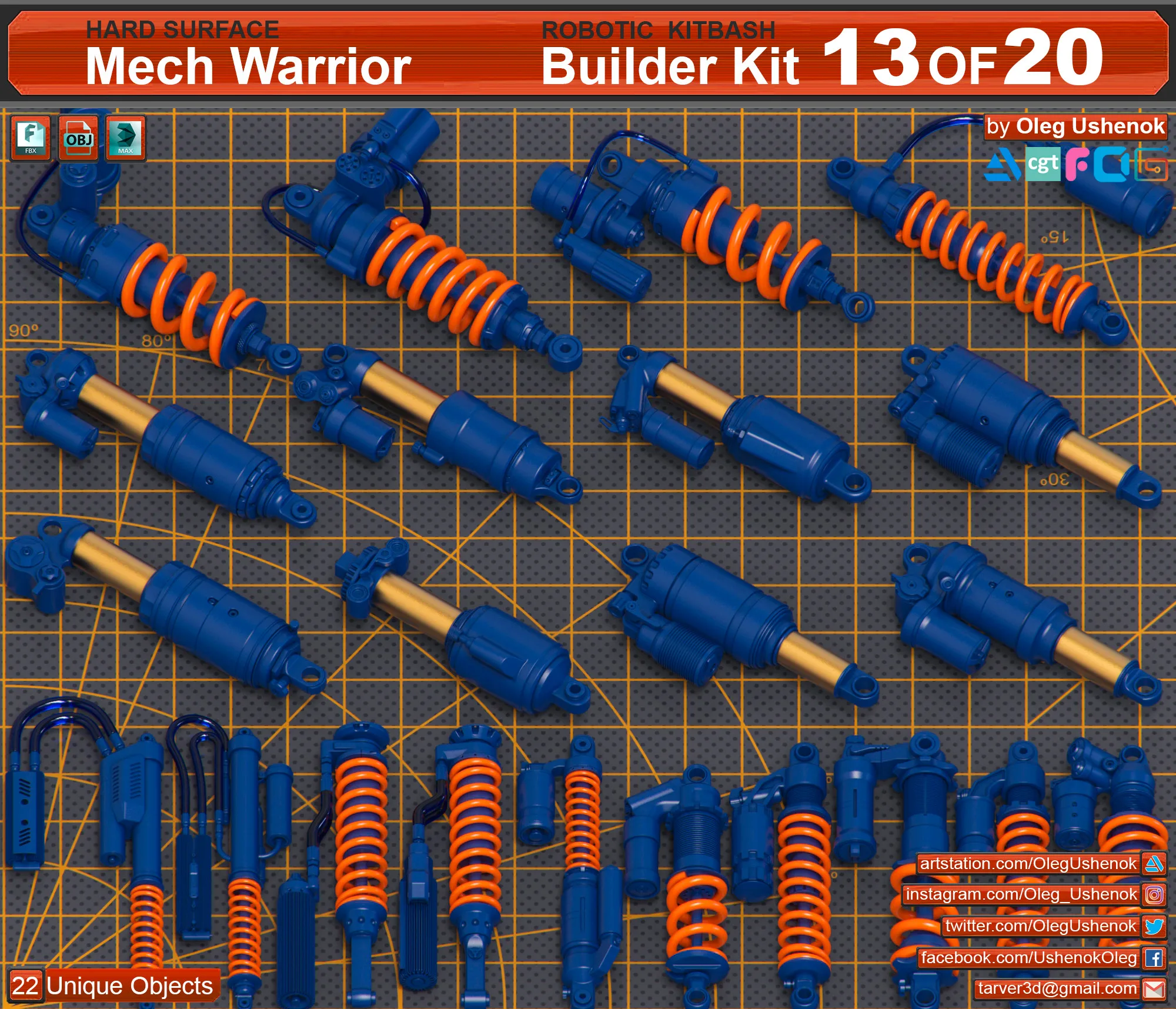 Mech Warrior Hard Surface Kitbash Kit 13