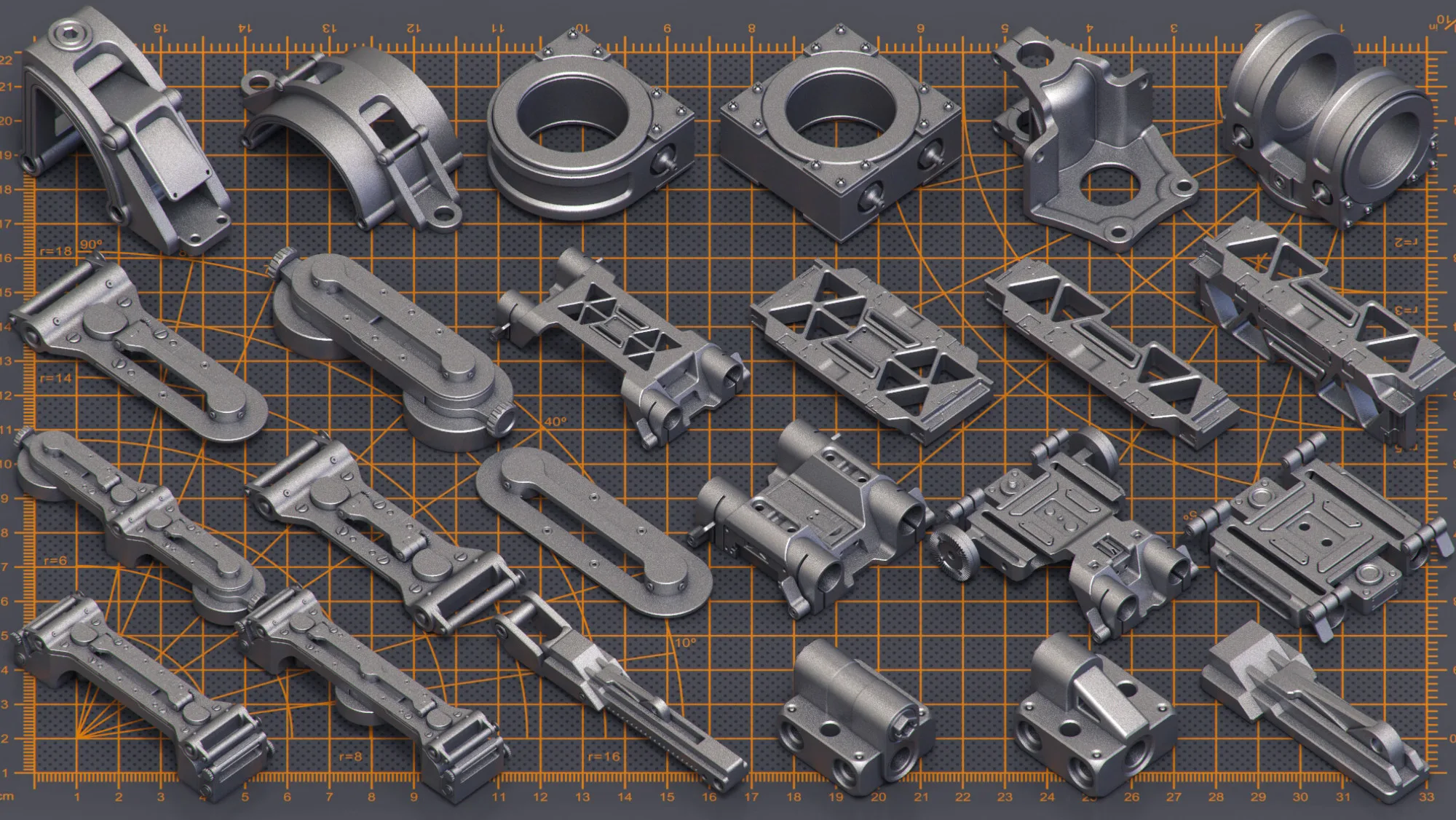 400 Pieces Mega Pack - Hard Surface Kitbash