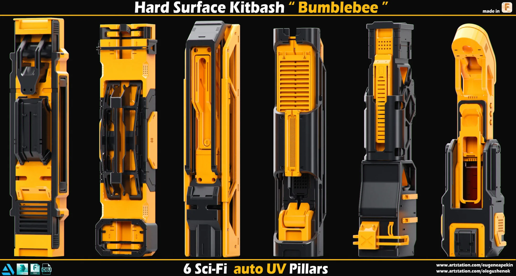 Sci-Fi Hard Surface Kitbash Pillars