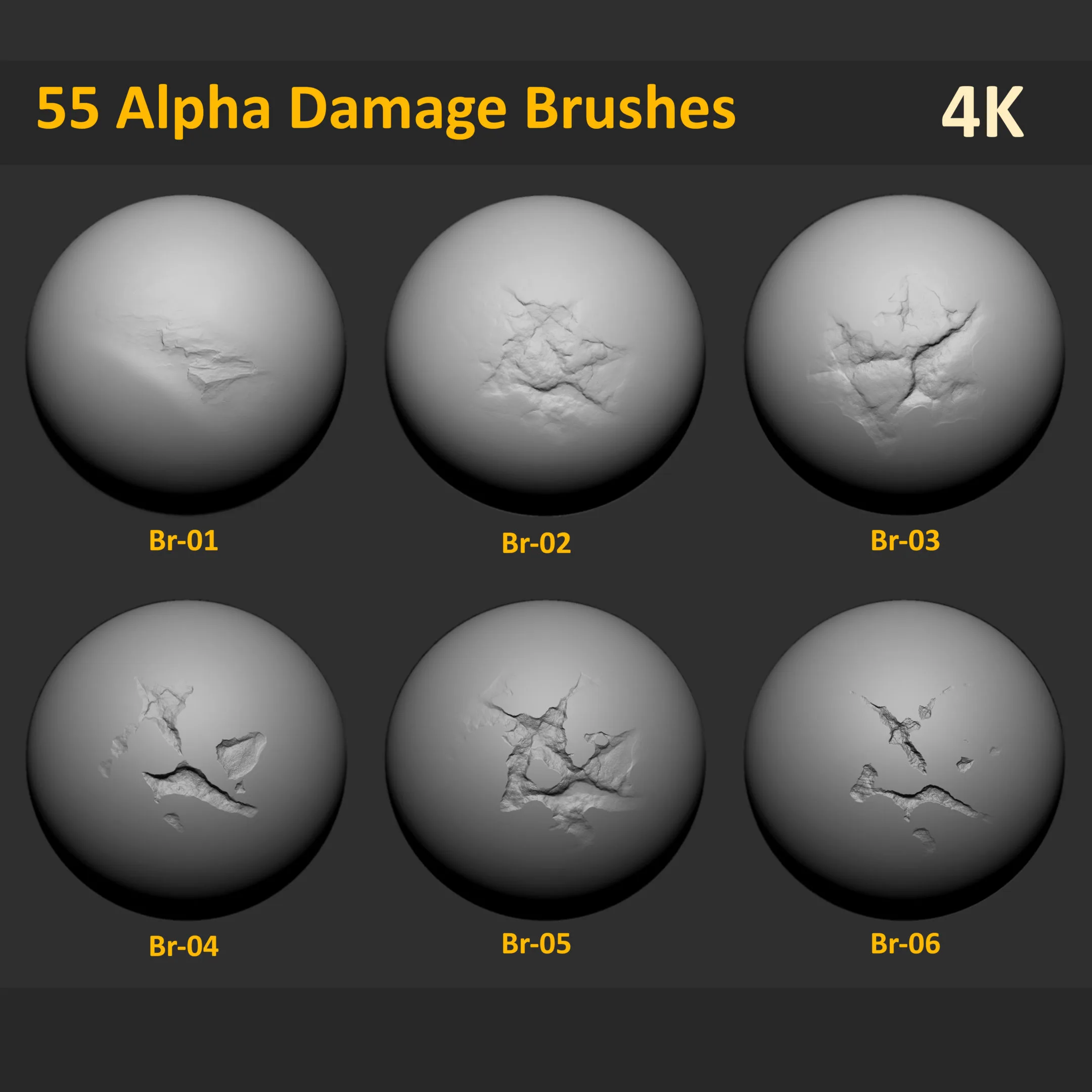 55 Zbrush Stone and Concrete Damage Brushes + Video Tutorial